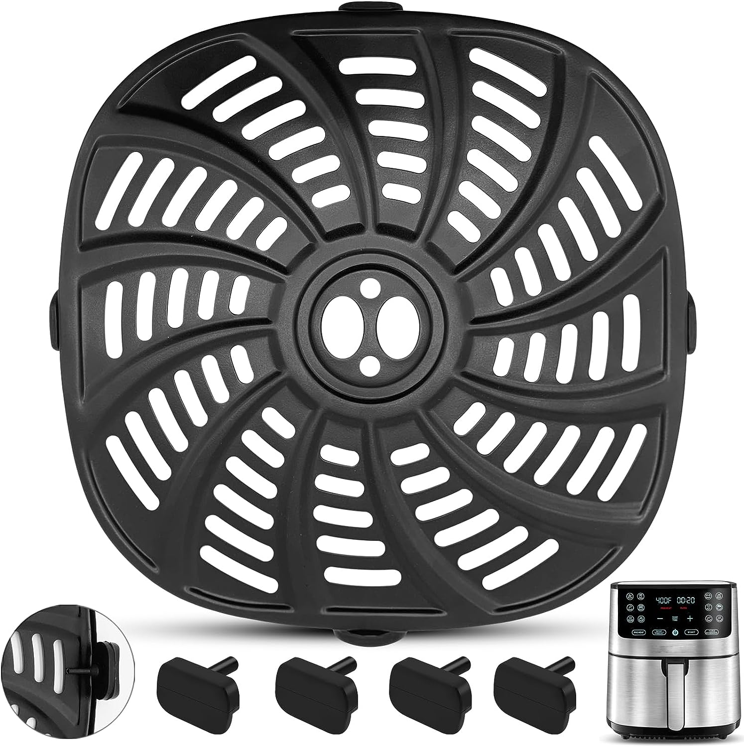 Air Fryer Grill Pan for Gourmia GAF716 GAF798 7QT Air Fryer, Nonstick 8.97''*8.97'' Air Fryer Replacement Parts Accessories Rack Tray Grill Plate Crisper Plate，Dishwasher Safe