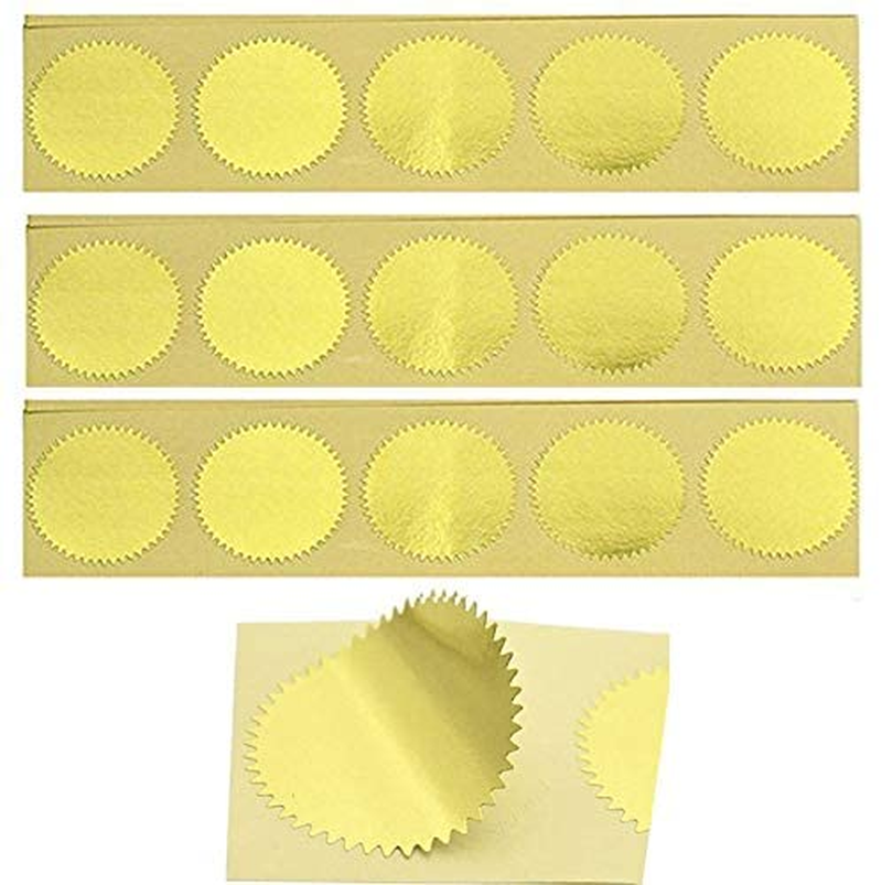 100Pcs Gold Vintage Embosser Stamp Sealing Blank Certificate Self-Adhesive Stickers (Gold)