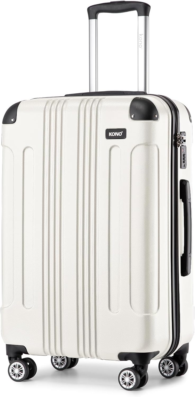 28 Inch Large Hard Shell Luggage ABS+PC Lightweight Suitcase with 4 Wheels Spinner Business Trip Trolley Case Suitcase (Beige)
