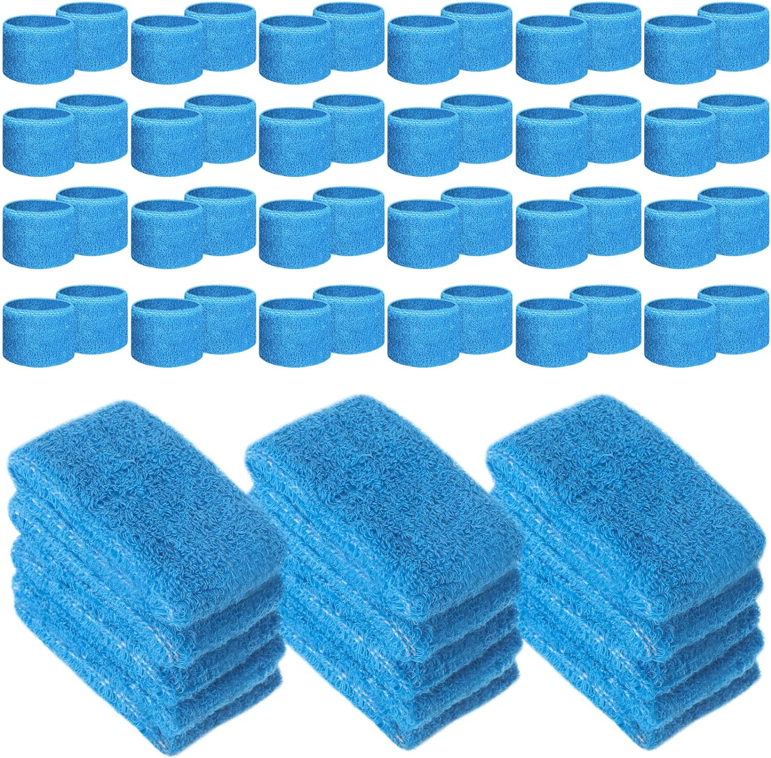 72 Pcs Wrist Sweatbands Bulk for Kids Field Day Cotton Terry Sweat Bands Sports Fan Wristbands Kids for Summer Camp Student Football Team Competition Party