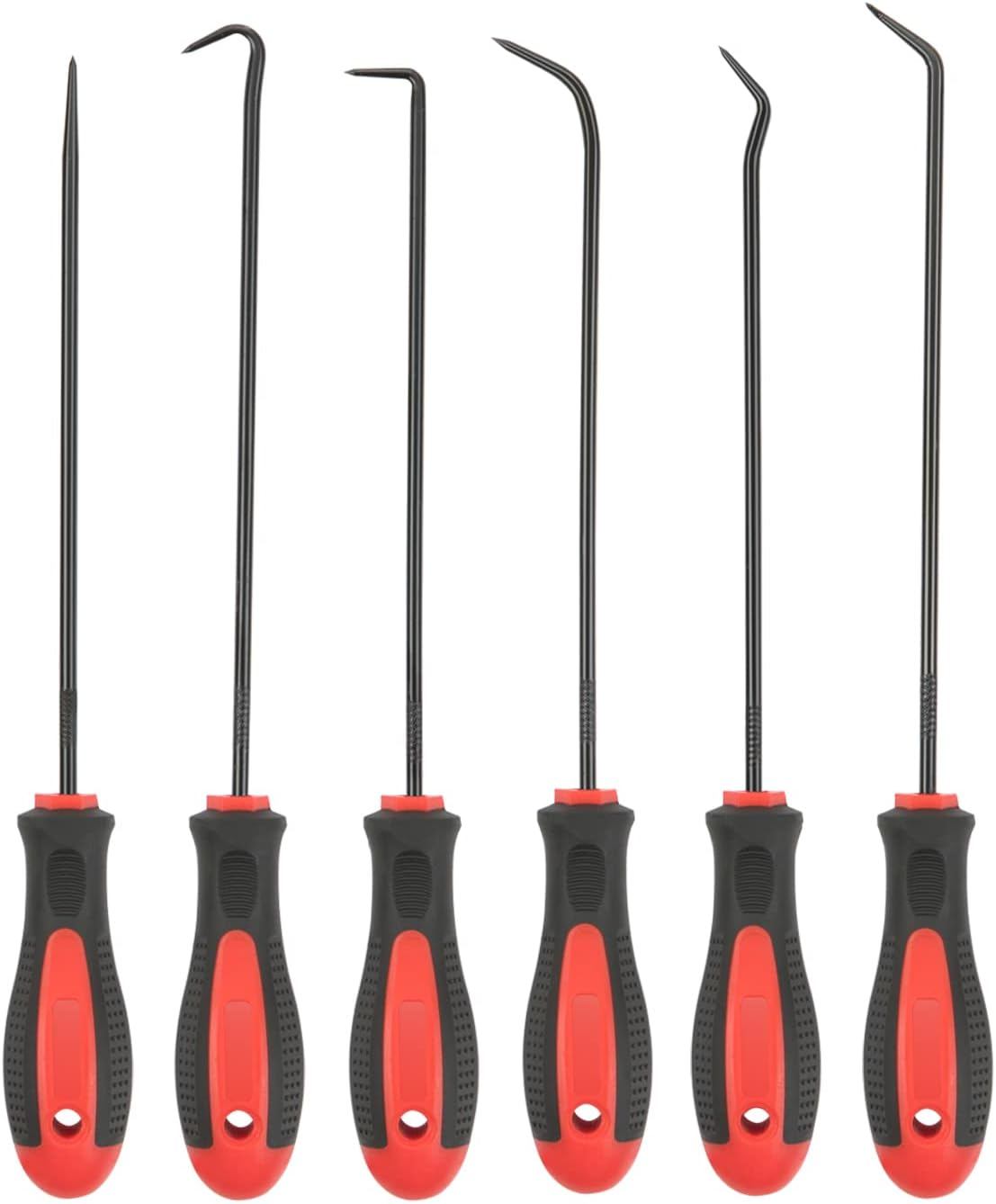 ROTATION Extra Long Precision Hook and Pick Set, 6-Piece Set, Chrome Vanadium Steel Shaft, for Remove Hoses and Gaskets, Auto and Electronics Maintenance Tools