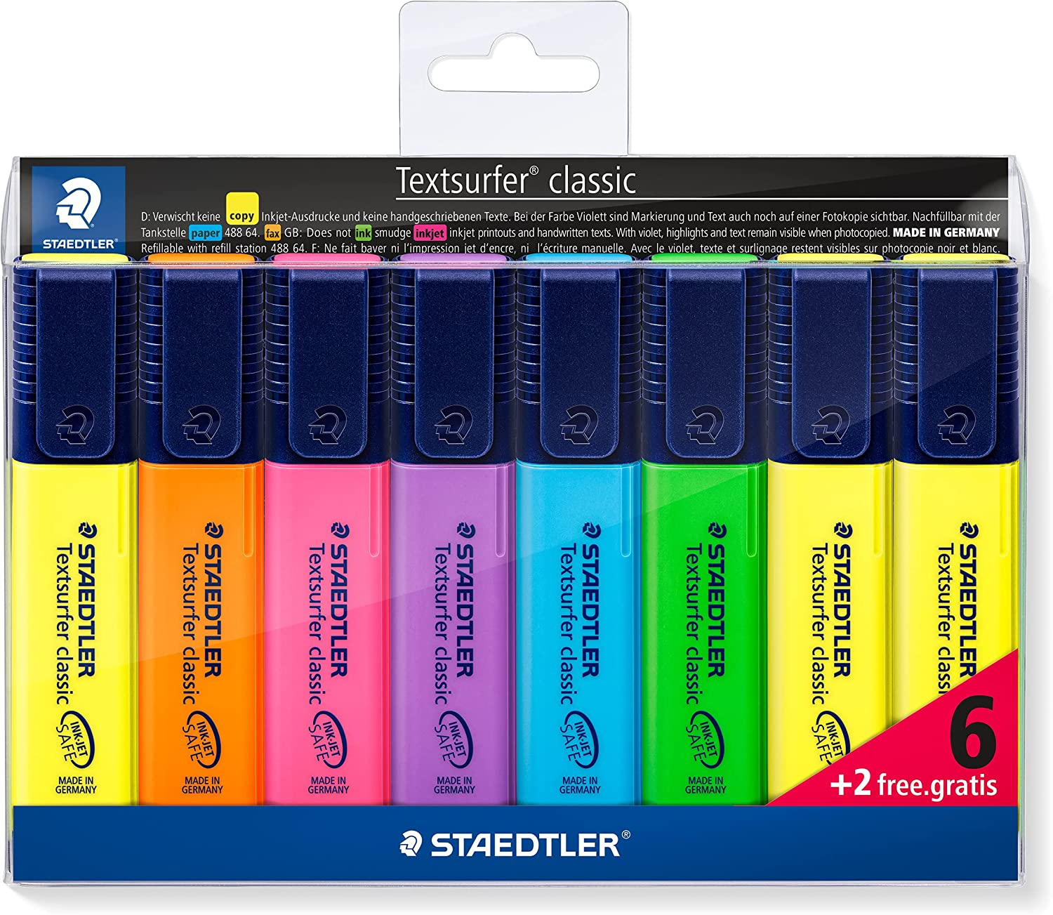 364 a WP8 Textsurfer Classic Highlighter Bonus Pack - Assorted Colours (Pack of 6 + 2 FREE)