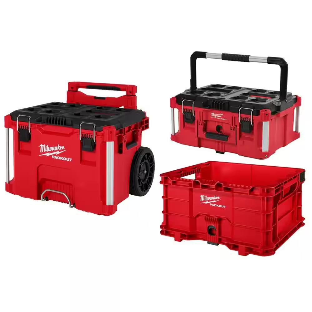 PACKOUT 22 In. Rolling Modular Tool Box LP Handle,22 In. Large Tool Box,18.6 In. Tool Storage Crate Bin