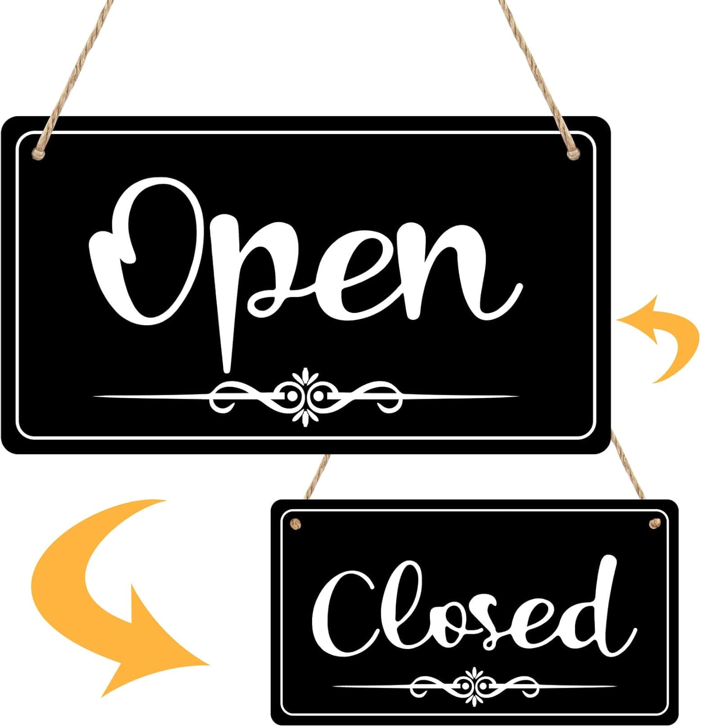Open Signs - Double Sided Open Closed Sign Business Hours Hanging with Rope Hours of Operation for Business Walls Window Shop Bar Hotel