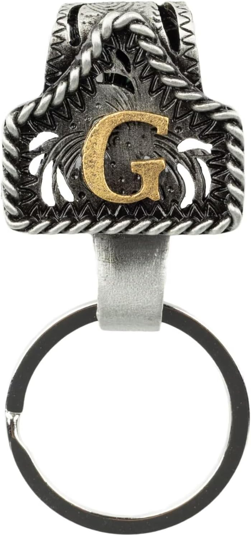 Vintage Western Cowboy Letter Keychain,Handmade Metal A-Z Initial Key Chain Clip,Personality Key Holder for Pocket&Bag