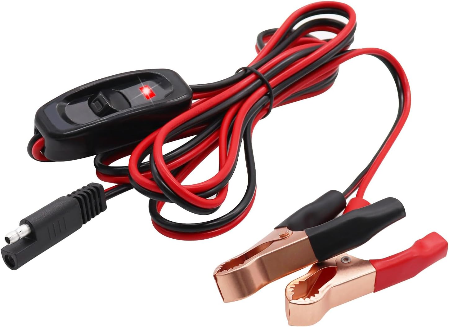 8FT SAE 16AWG Wire Harness with On/Off Switch Gold Alligator Clips,12V Sprayer Parts Switch Wire Harness with Lamp,For Sprayers,Tractors,Atv,Utv,And Other Battery Power Supplie