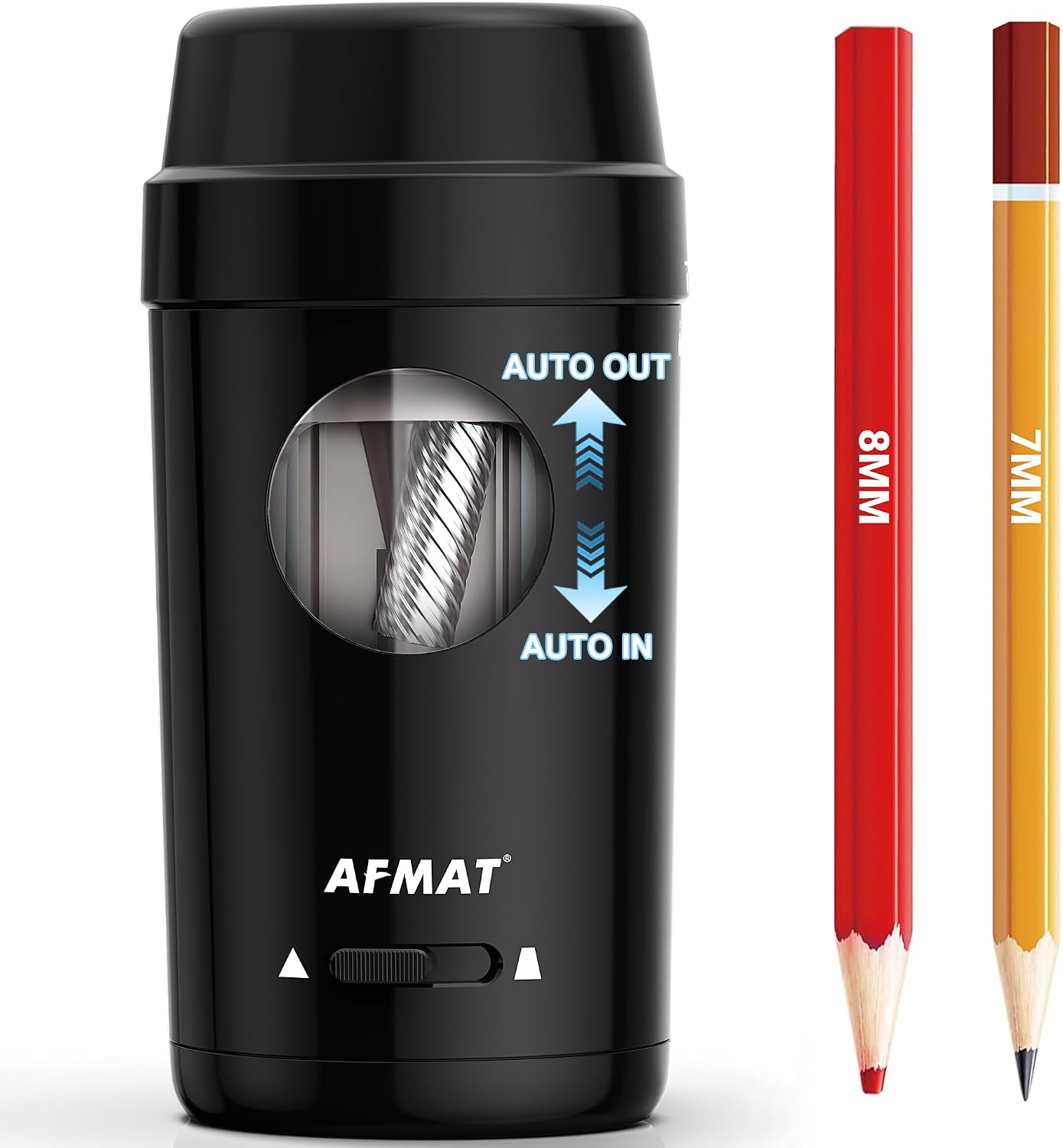 Electric Pencil Sharpener, Auto in & Out, Fully Automatic Pencil Sharpener for Colored Pencils, Rechargeable Hands-Free Sharpeners for Φ7-8Mm Pencils, Good for Classroom/Home Psx8(Black)