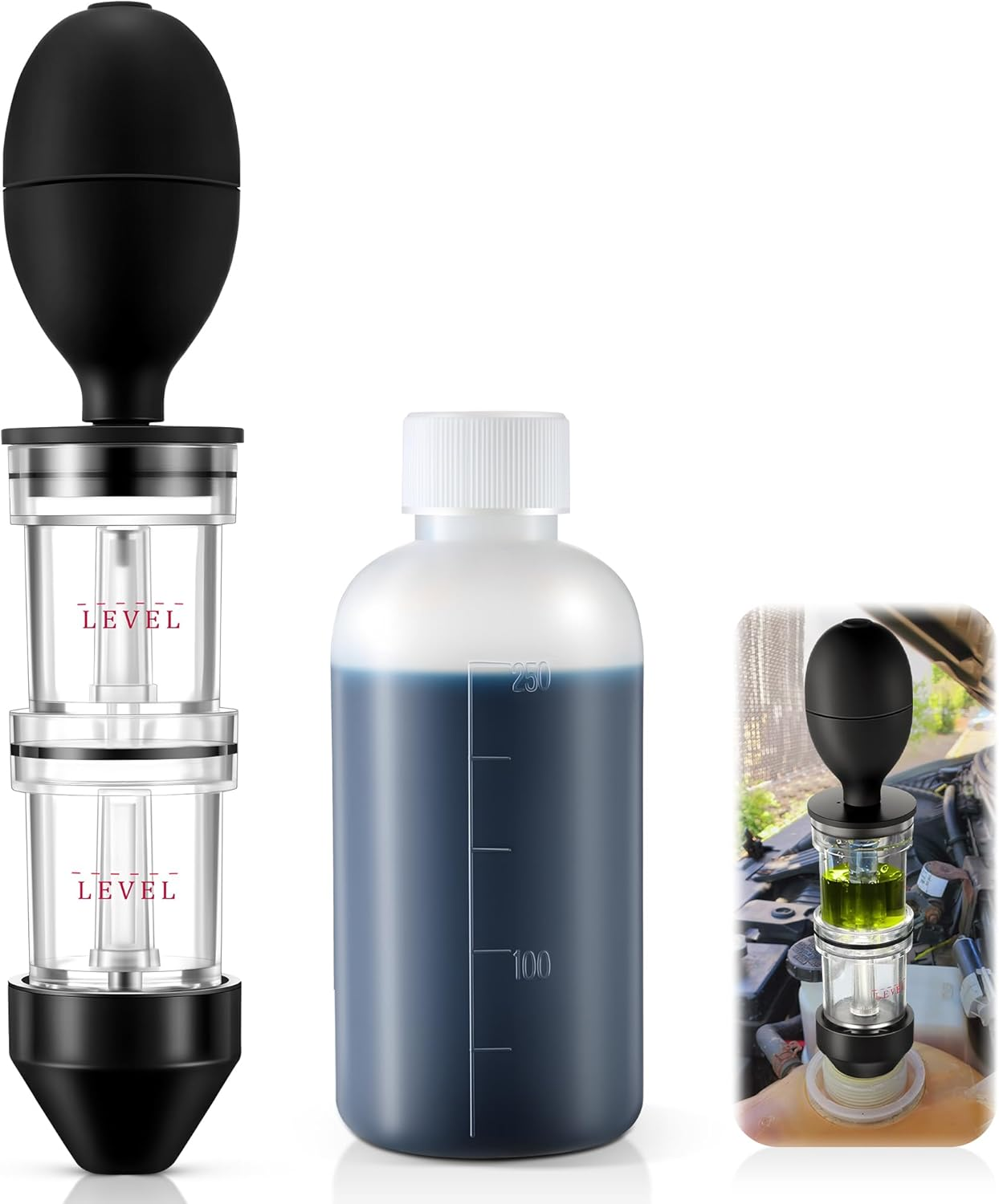 Head Gasket Tester Combustion Leak Test Kit Gas Diesel Dual-Chamber w/ Adapter