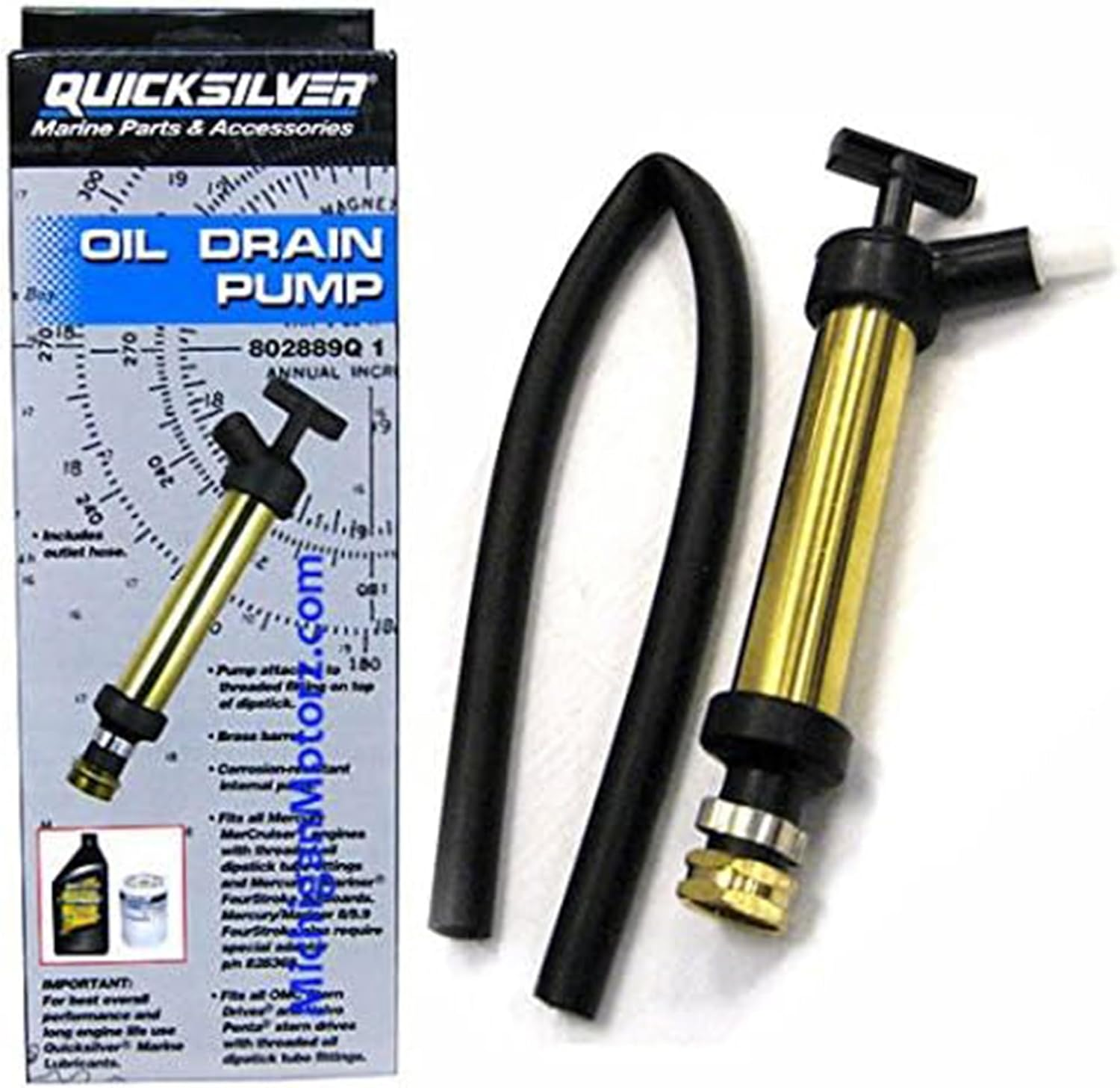 802889A1 Crankcase Oil Pump, Manual Marine Engine Oil Extractor with Hose, Fits Mercruiser Sterndrive Inboard and Select Outboard Engines