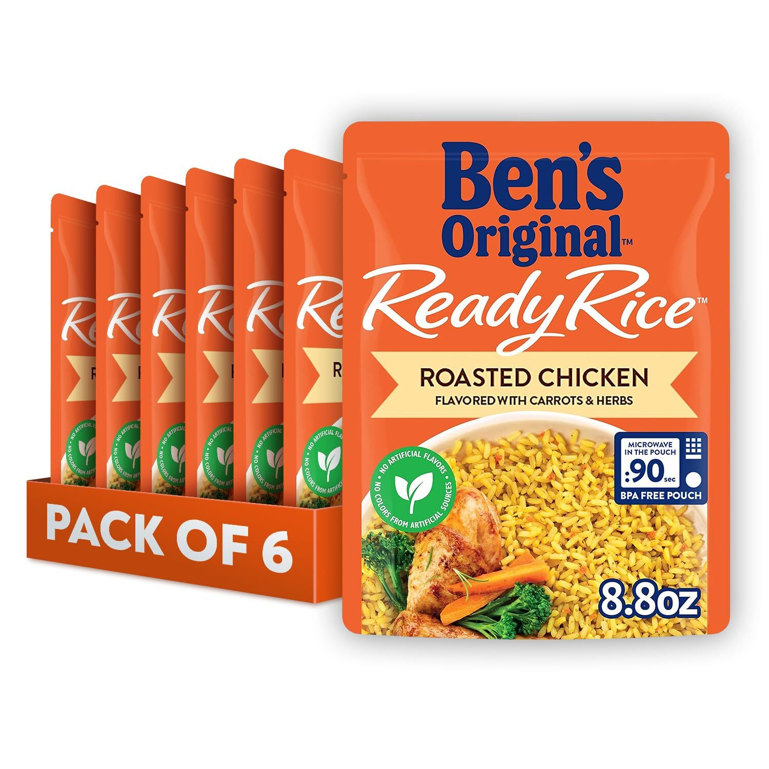 Ben S Original Ready Rice Roasted Chicken Flavored Rice 8.8 Ounce Pack of 6