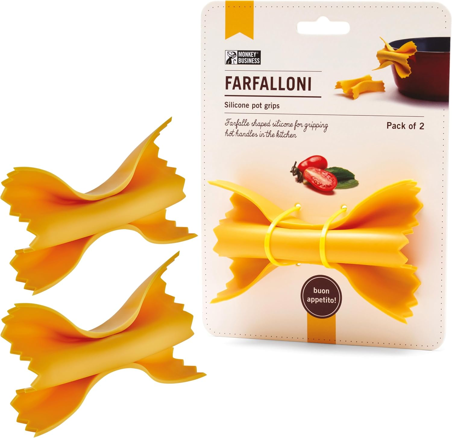 Farfalloni-Shaped Pot Holders – Mini Silicone Pinch Mitts | Fun Silicone Pot Gripper & Kitchen Gadget | Quirky Pasta-Inspired Kitchen Gadgets Collection