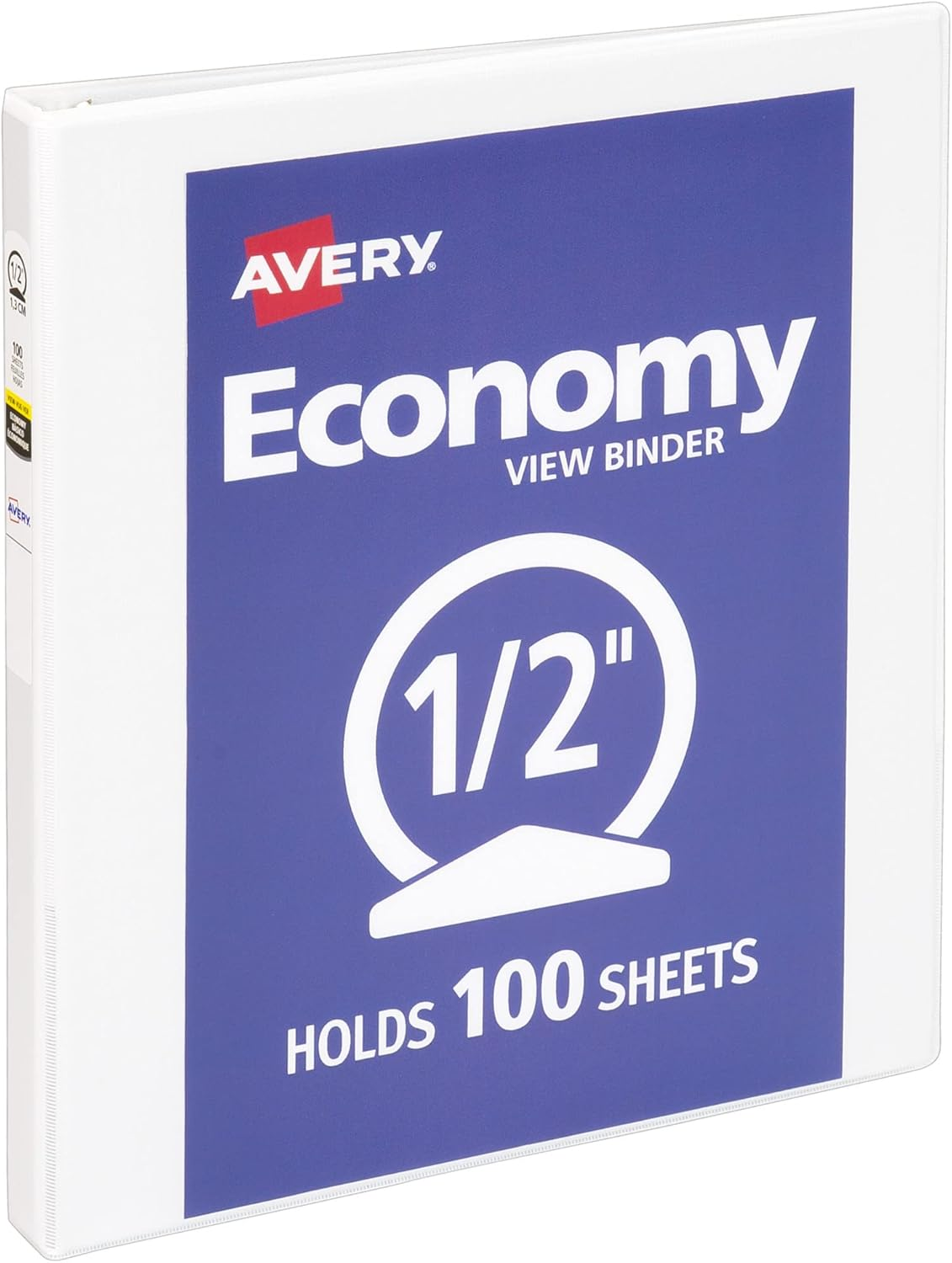 Economy View 3 Ring Binder 1/2 Inch round Rings, 1 White Binder (05706)