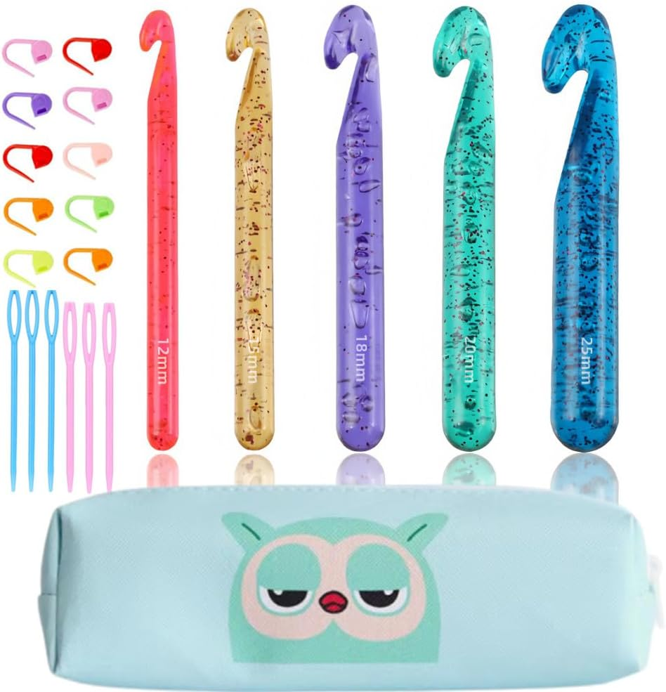 ZICALSO Large Crochet Hooks,25Mm 20Mm 18Mm 15Mm 12Mm Crochet Hooks