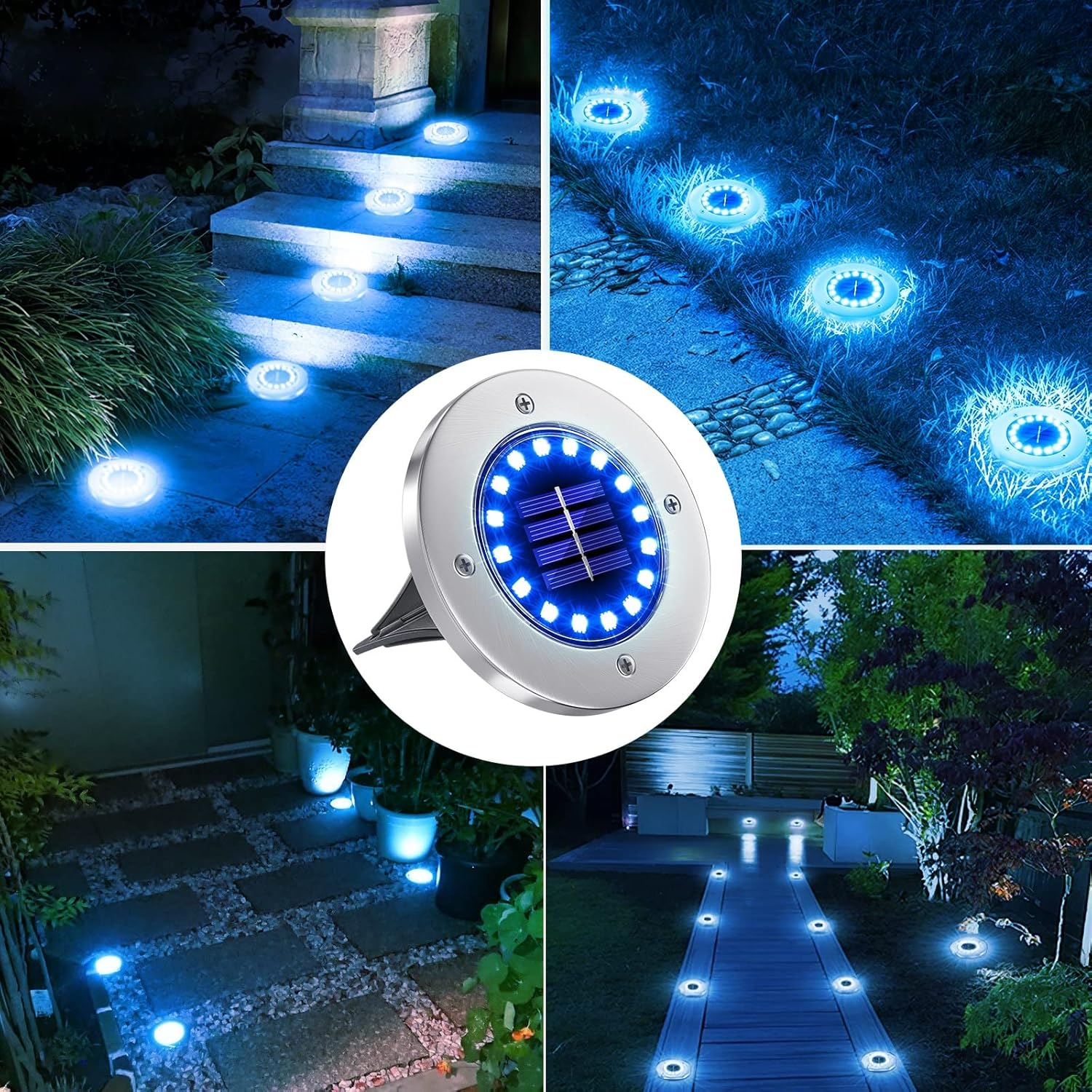 NFESOLAR Solar Outdoor Lights with 16 LEDs, Blue Color Bright Solar Ground Li... - Picture 8 of 13