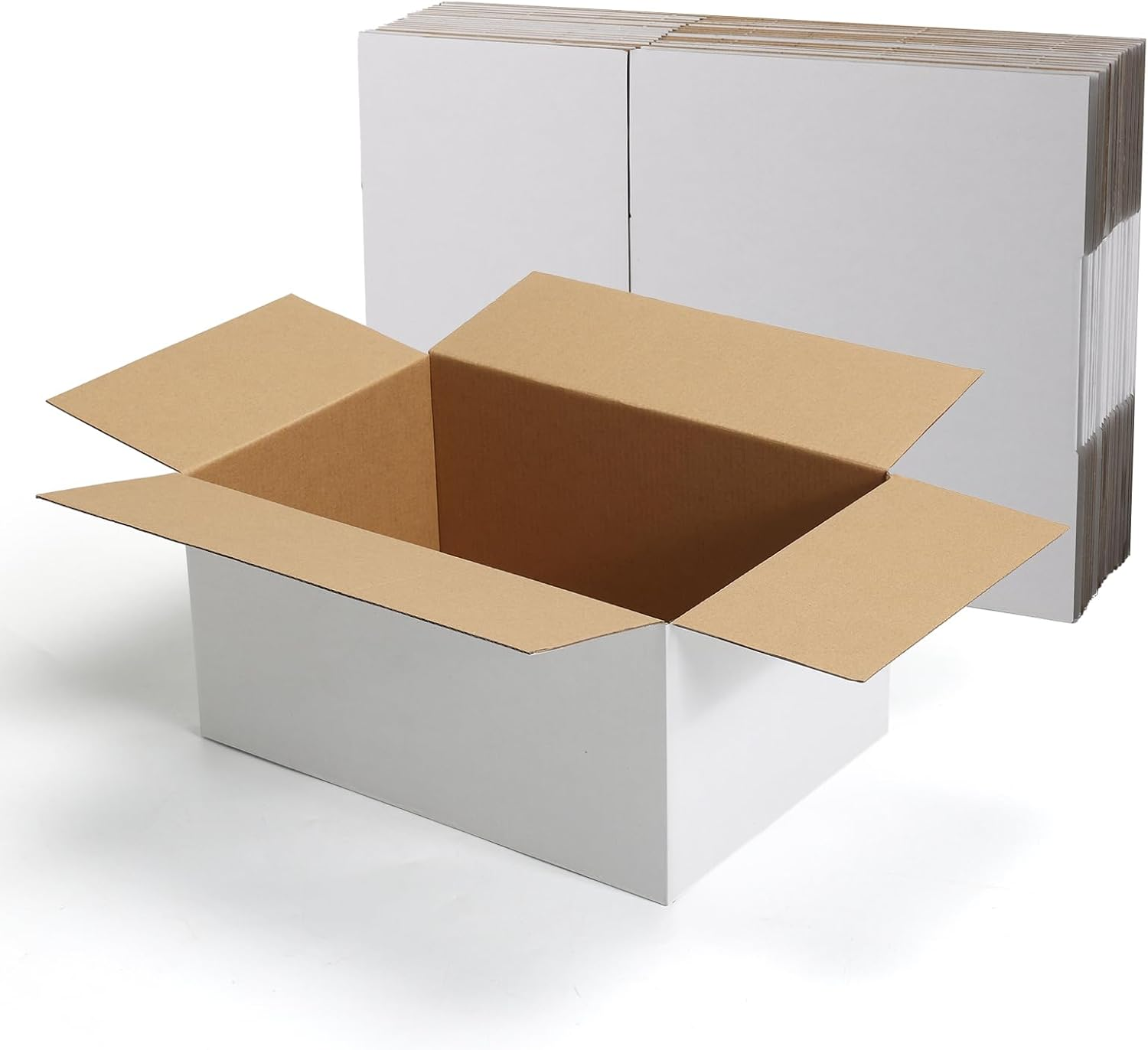 12X8X6 White Shipping Boxes Set of 15, White Corrugated Cardboard Boxes for Small Business Shipping Mailing Packing