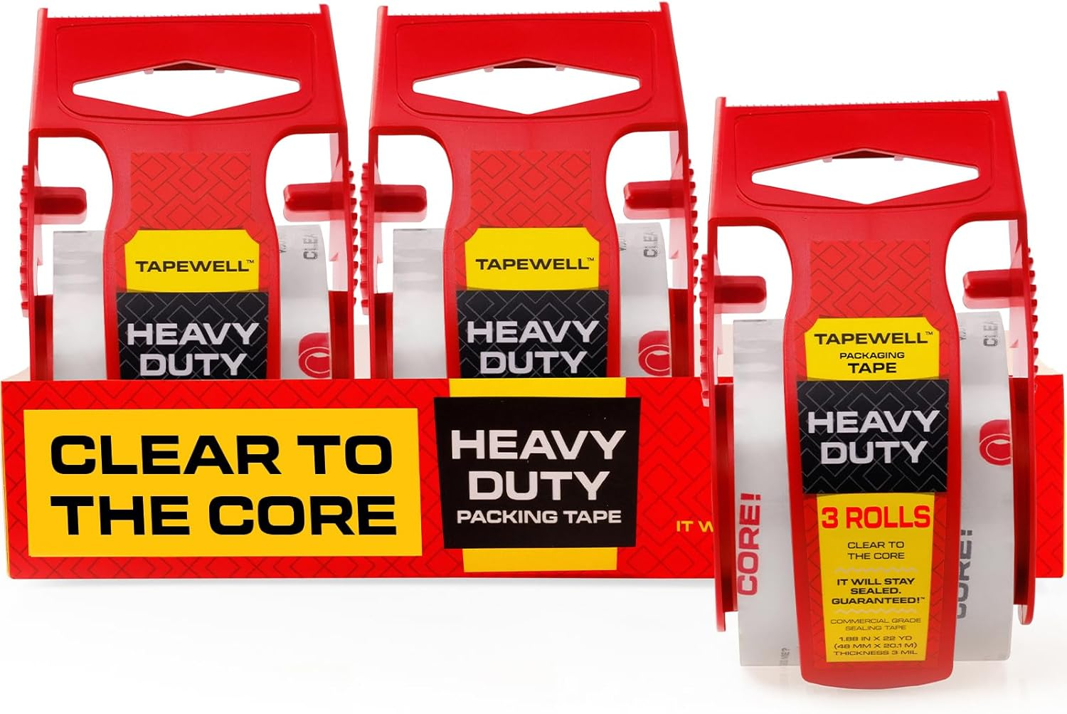 Heavy Duty Clear Packing Tape with Dispenser 1.88