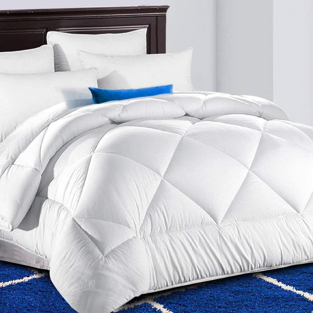 All Season Queen Comforter Winter Warm Summer Soft Quilted down Alternative Duvet Insert Corner Tabs, Machine Washable Fluffy Reversible Collection for Hotel, Snow White
