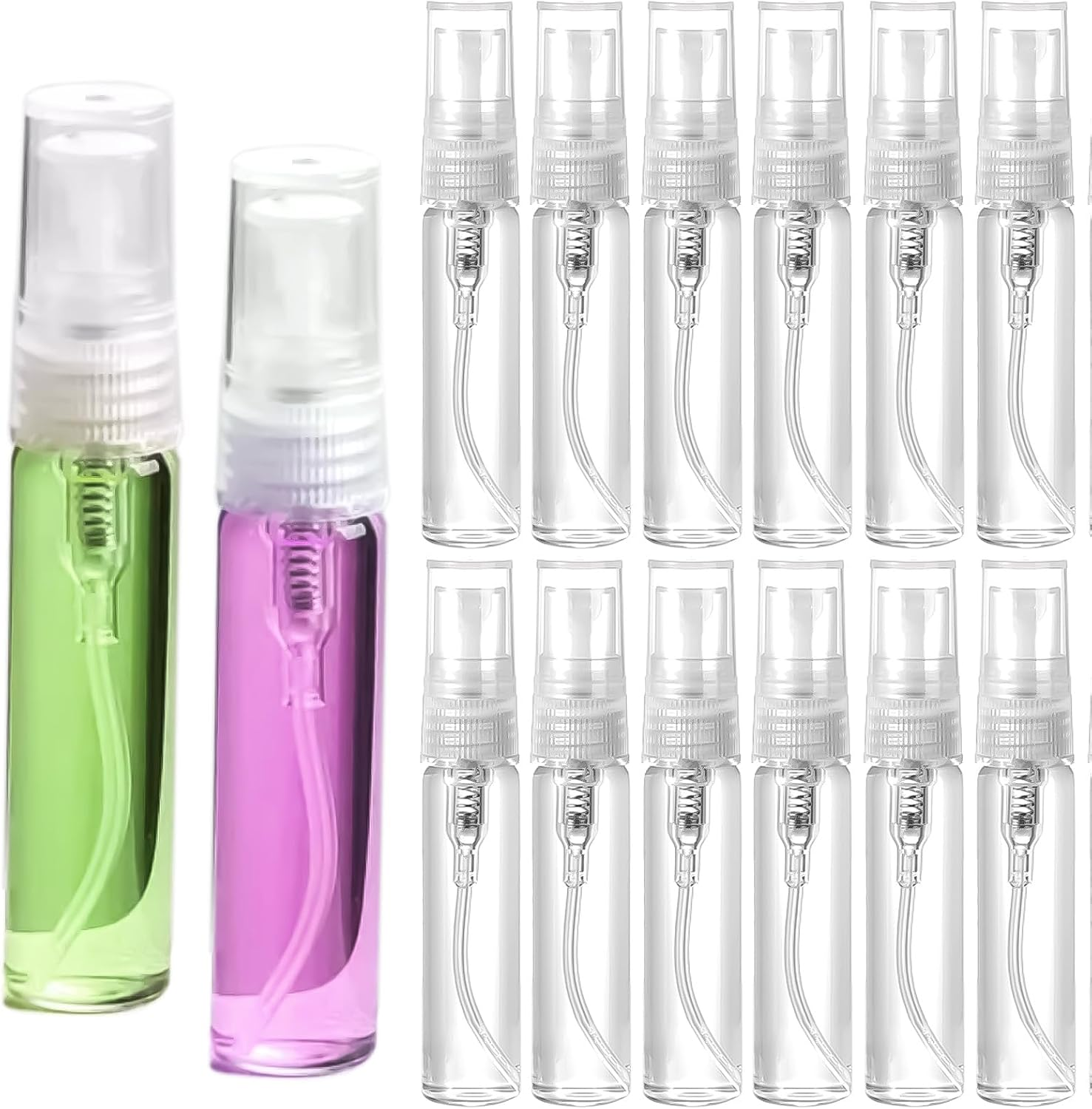 Refillable 5Ml Mini Glass Spray Bottle, 10 Pcs Travel Size Perfume Atomizer for Refilling & Sampling, Empty Small Essential Oil Sprayer Containers, Leak Proof Mist Bottles for Travel