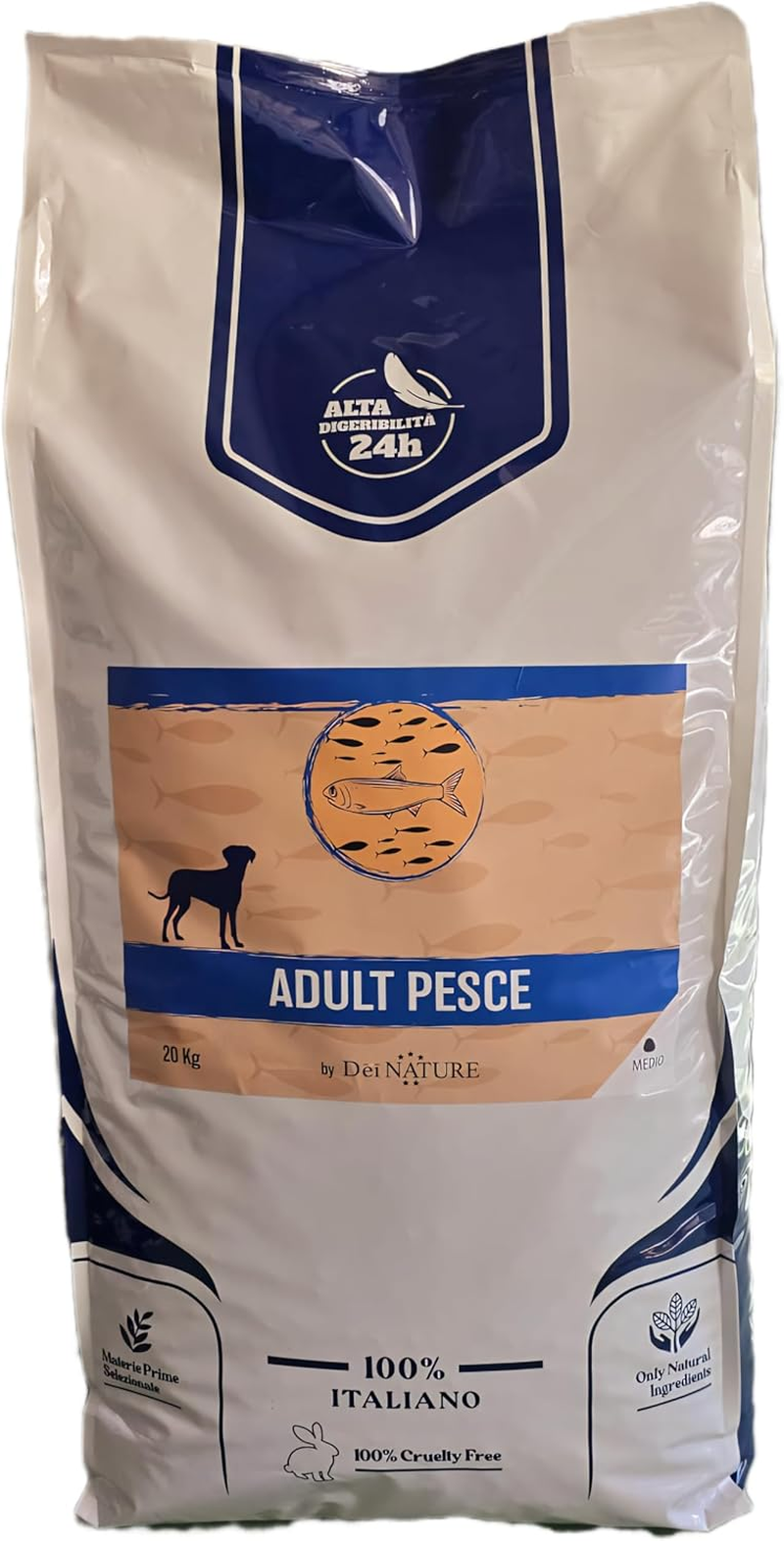 Dei Nature, Crocchette Cani 20 kg Pesce, offerta, Alimento Secco bilanciato per Cani Adulti di tutte le razze e taglie, Prodotto Made in Italy con ingredienti selezionati