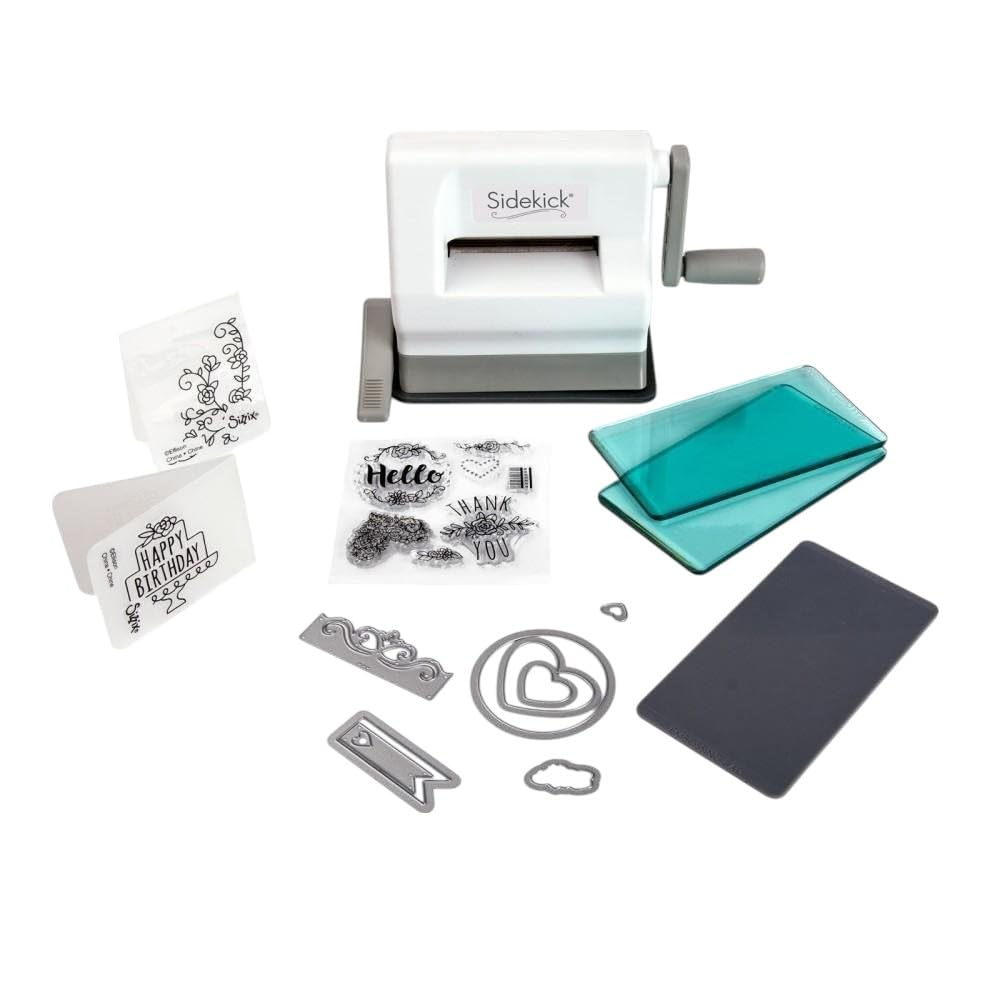 Sizzix Sidekick Starter Kit 661770 Portable Manual Die Cutting & Embossing Machine for Arts & Crafts, Scrapbooking & Cardmaking, 6.35 Cm Opening, 2.5