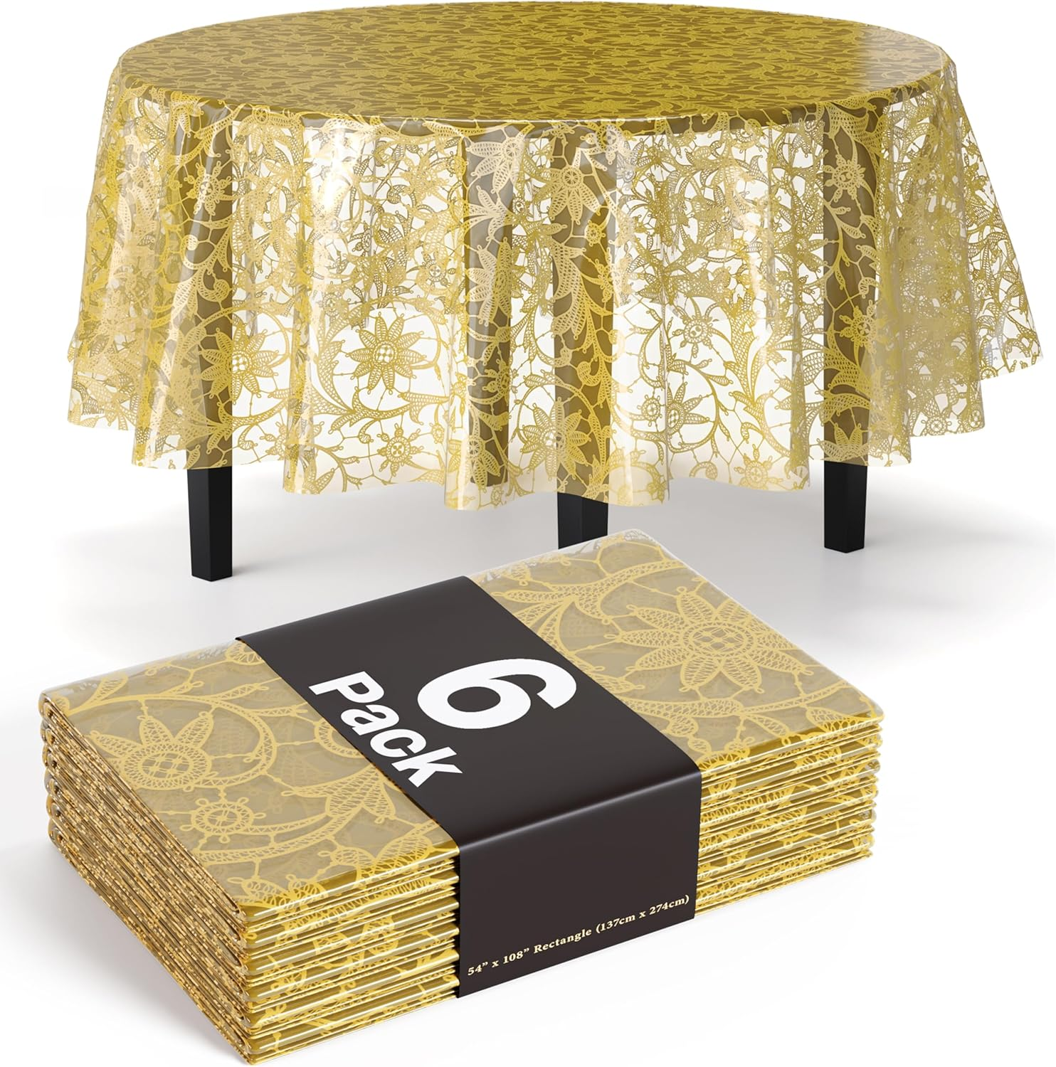 Lace Table Cloth Round Table Plastic 6-Pack Lace Tablecloth Round 84
