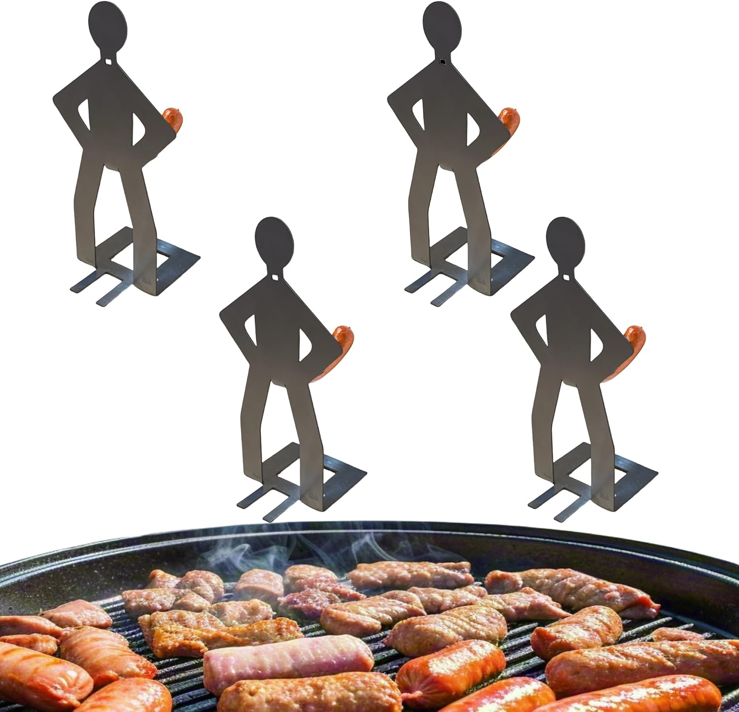 4-Piece Stainless Steel Hot Dog Holder Set - Ideal for BBQs and Camping