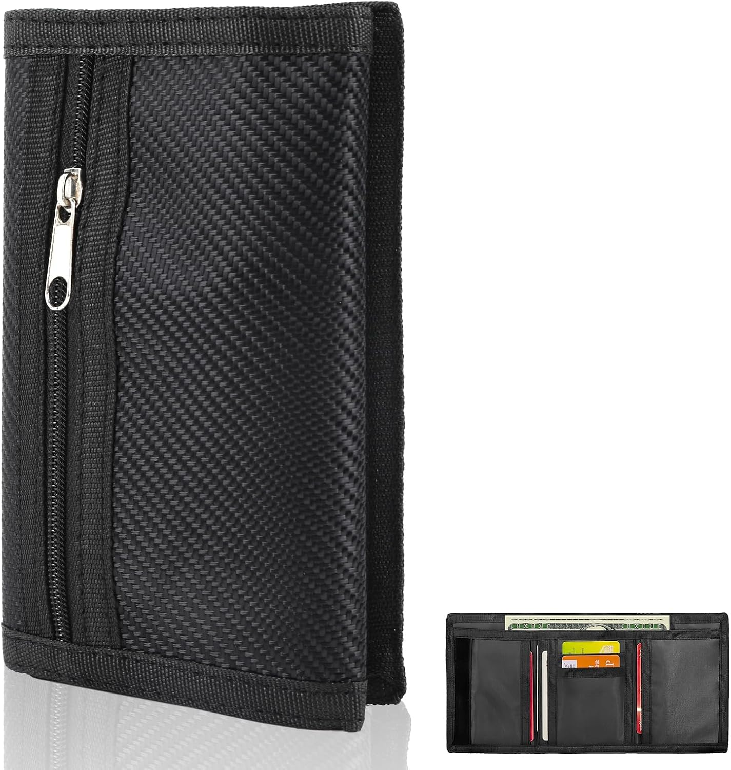 Slim Wallets for Men UK Minimalist Thin Compact RFID Blocking Soft Secure Credit Card Holder Holds up to 6 Cards and Bank Notes Gifts for Travel Men Fathers Boyfriends Birthday Carbon Black