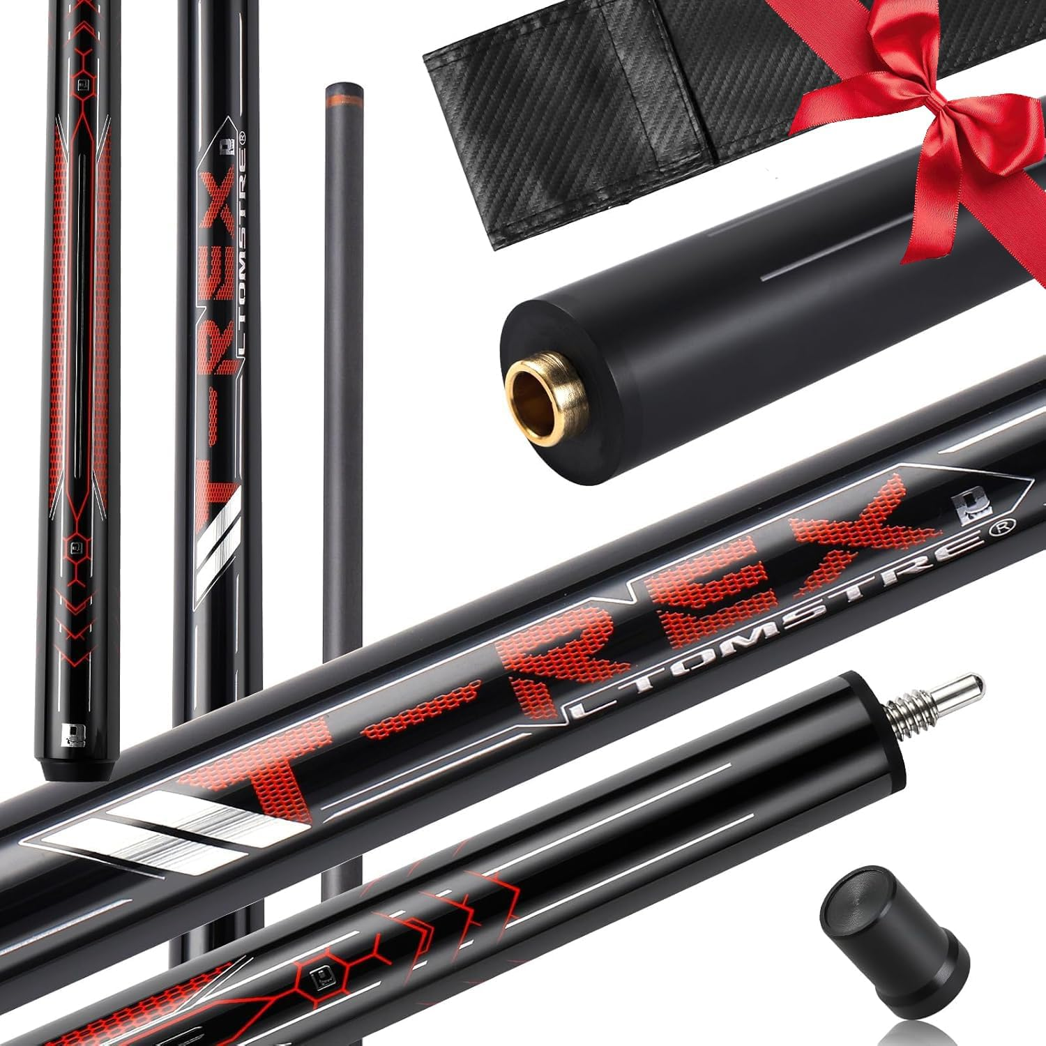 Little Monster Carbon Fiber Pool Cue - 3 Pieces Break Jump Cue Pool Stick, Technology Low Deflection Billiard Pool Cue Stick 12.9Mm Tip with PU Leather Bag