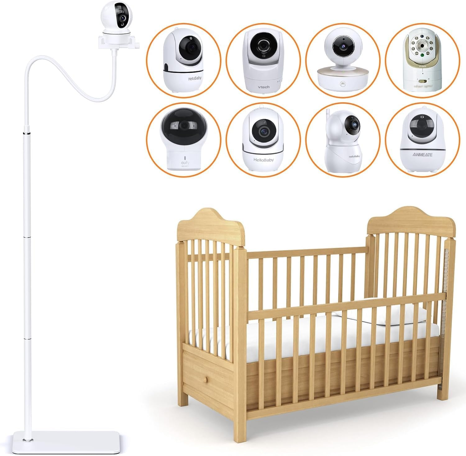 180Cm Baby Monitor Floor Stand Holder Compatible with Infant Optics, Nanit, Motorola, Vava, Baby Monitor Mount for 1/4'' Screw, Adjustable & Universal Mount