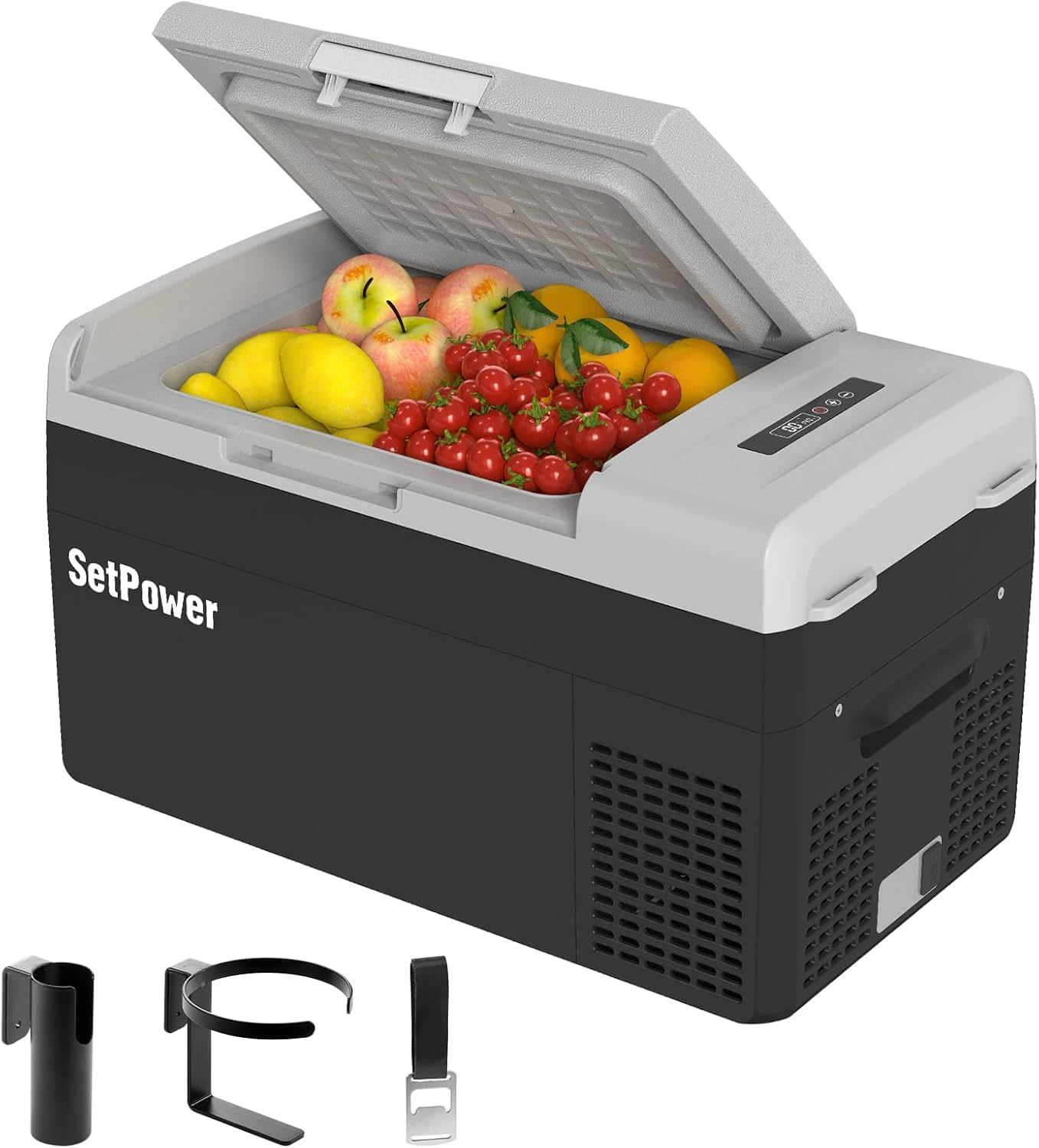 FC20 Portable 12V Refrigerator, -4℉-68℉ Fast Cooling Car Refrigerator, 20L/21Qt Car Fridge Portable Freezer with 12/24V DC and 110/240V AC, Electric Cooler (Black,1-Year Warranty)
