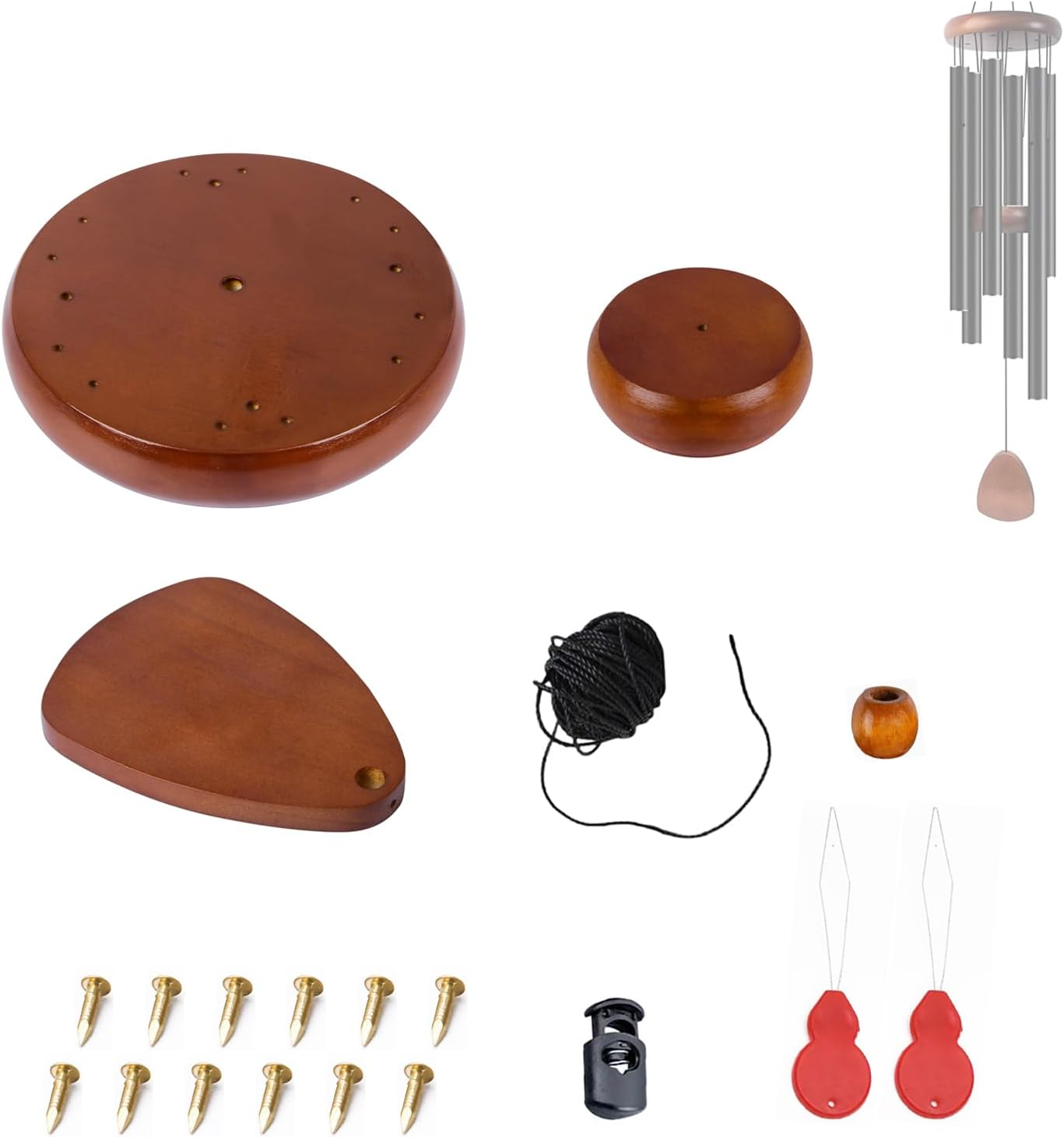 Wind Chime Parts Replacement, 20 PCS Wood Wind Chime Repair Kit Including round