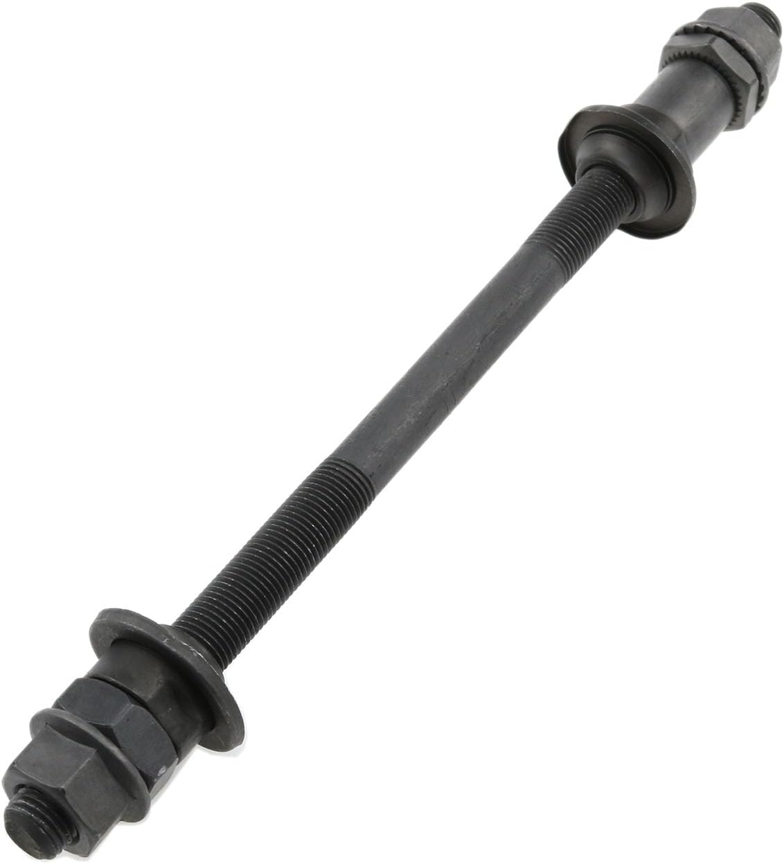 Bike Axle 190MM Bicycle Multiple Speed Rear Hub Axle 3/8 Inch Black 26 TPI Hub Shaft Conical Lock Nut Washer Kit -1PCS