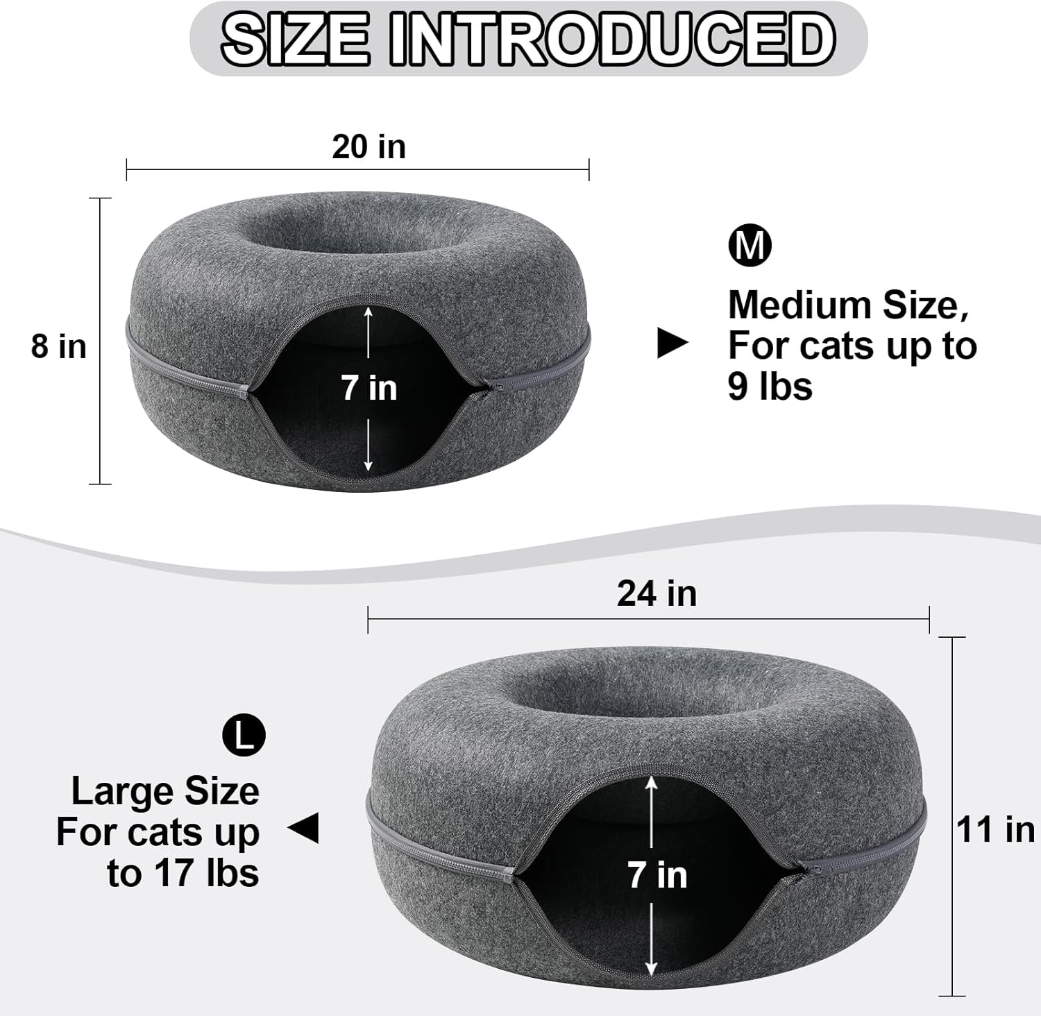 Bininl Cat Tunnel - Peekaboo Cave Bed for Indoor Pets, Donut-Shaped House Wit... - Picture 7 of 17