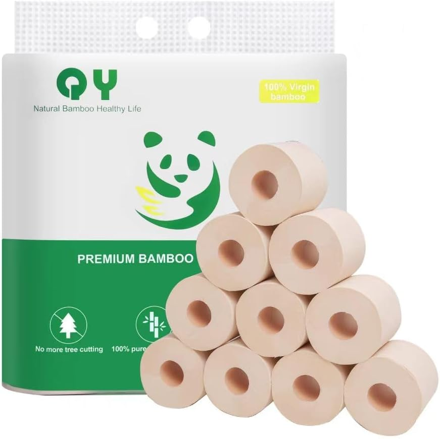 4-Ply Toilet Tissue, 100% Bamboo Toilet Paper, 18 Double Length Toilet Paper Rolls, 245 Sheets Total, Unbleached, Unscented | Home,Office & School