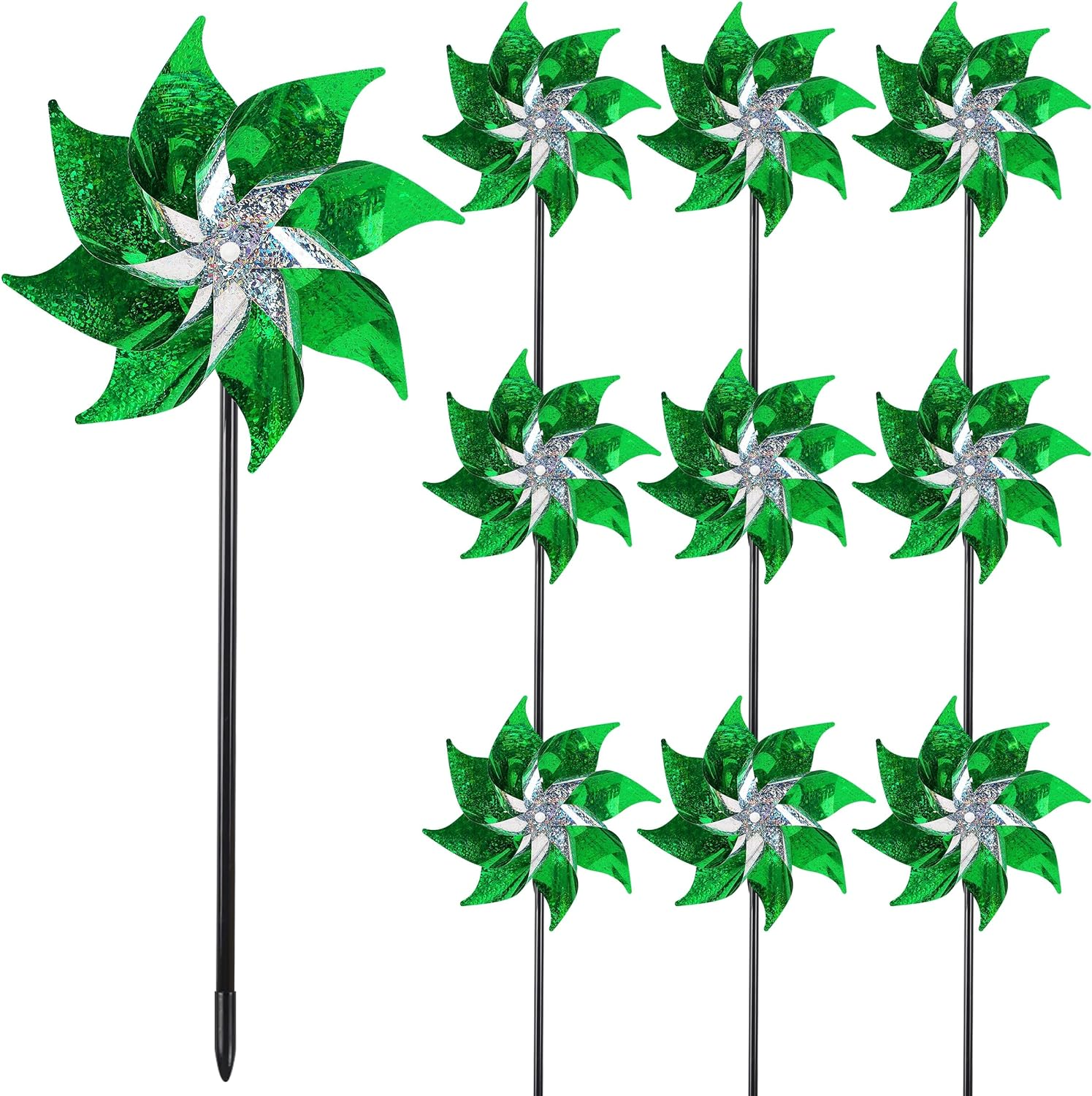 Hausse 10 Pack Reflective Pinwheels with Stakes, Extra Sparkly Pinwheel for G... - Picture 12 of 16