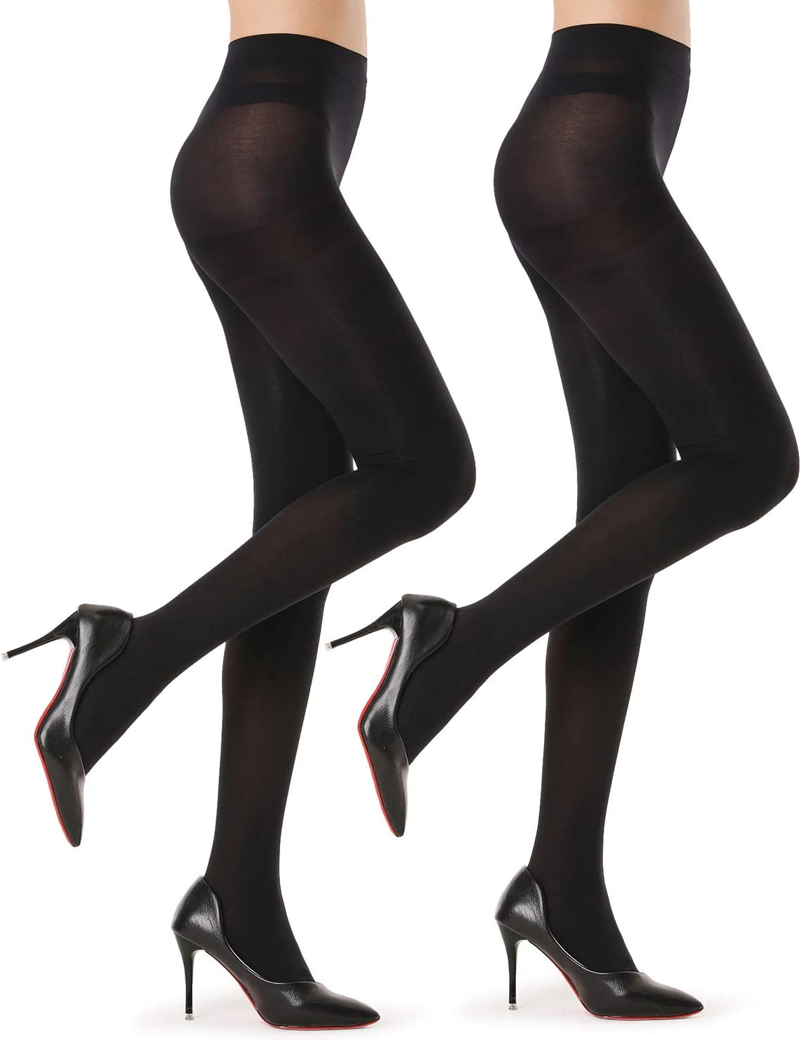 G&Y 2 Pairs Semi Opaque Tights for Women - 40D Microfiber Control Top Pantyhose