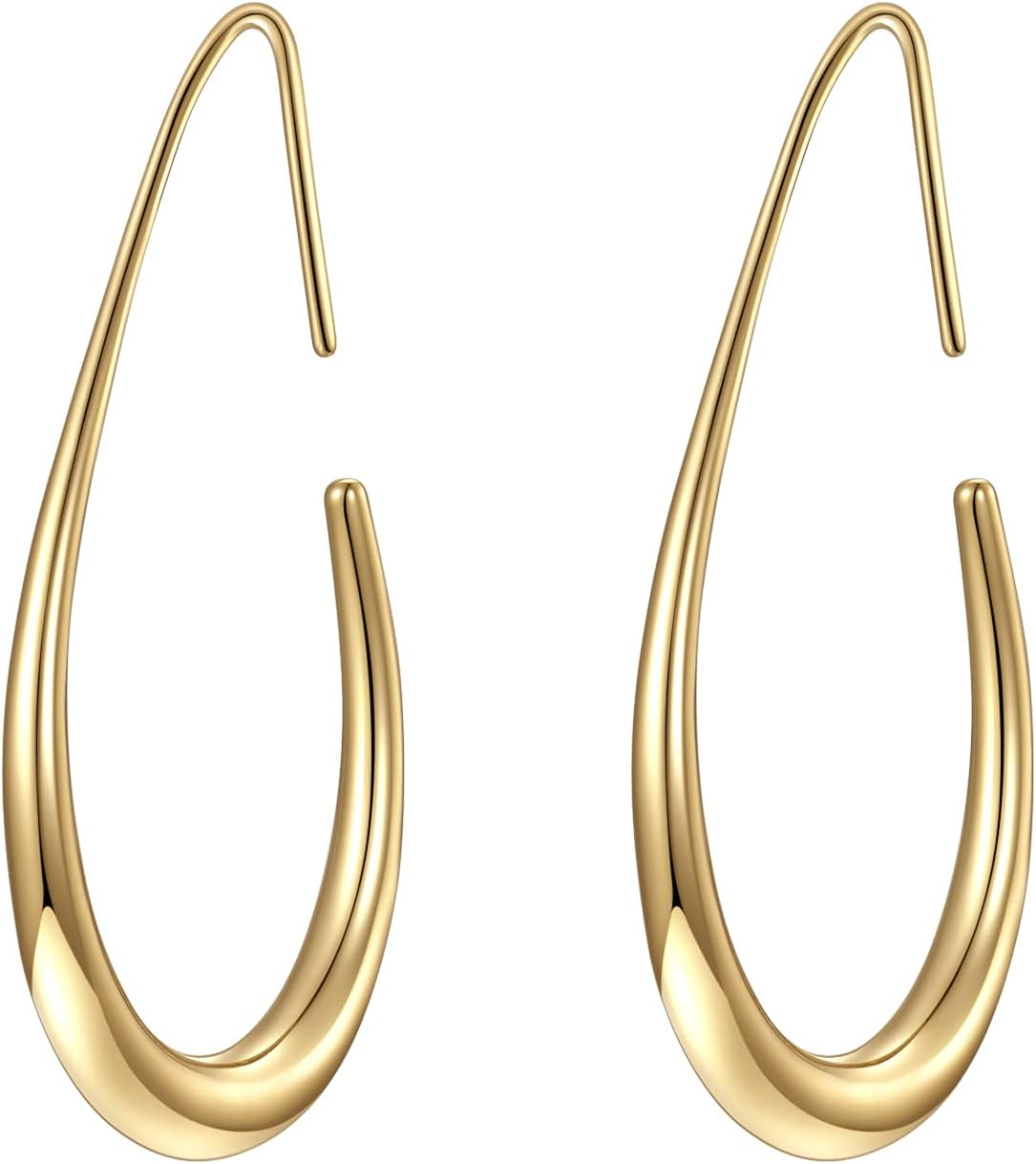 14K Gold & White Gold Teardrop Hoop Earrings
