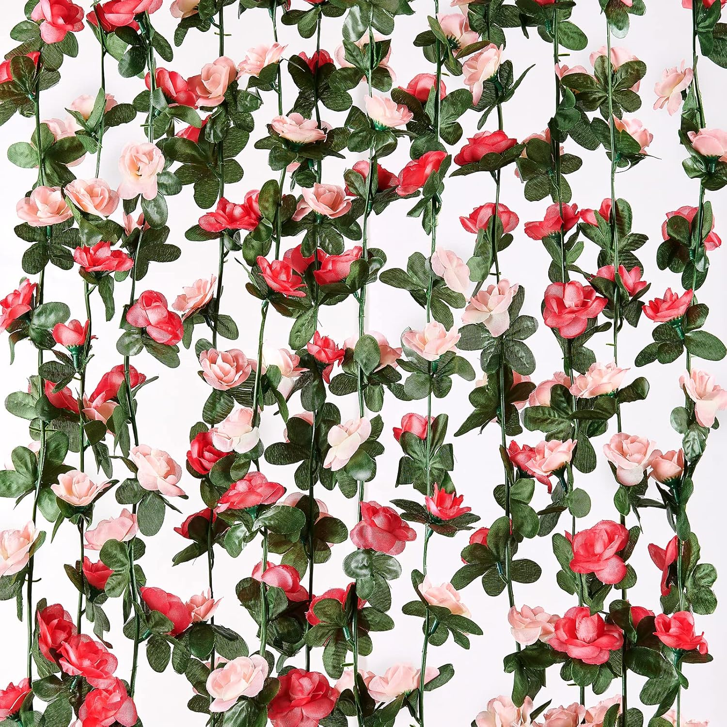 Flower Garland Rose Vines, 2 Strands 16.5Ft Flower Vines for Bedroom, Rose Flower Garland Decorations, Rose Floral Garland for Room Table Birthday Wedding Party Garden Wall Decor