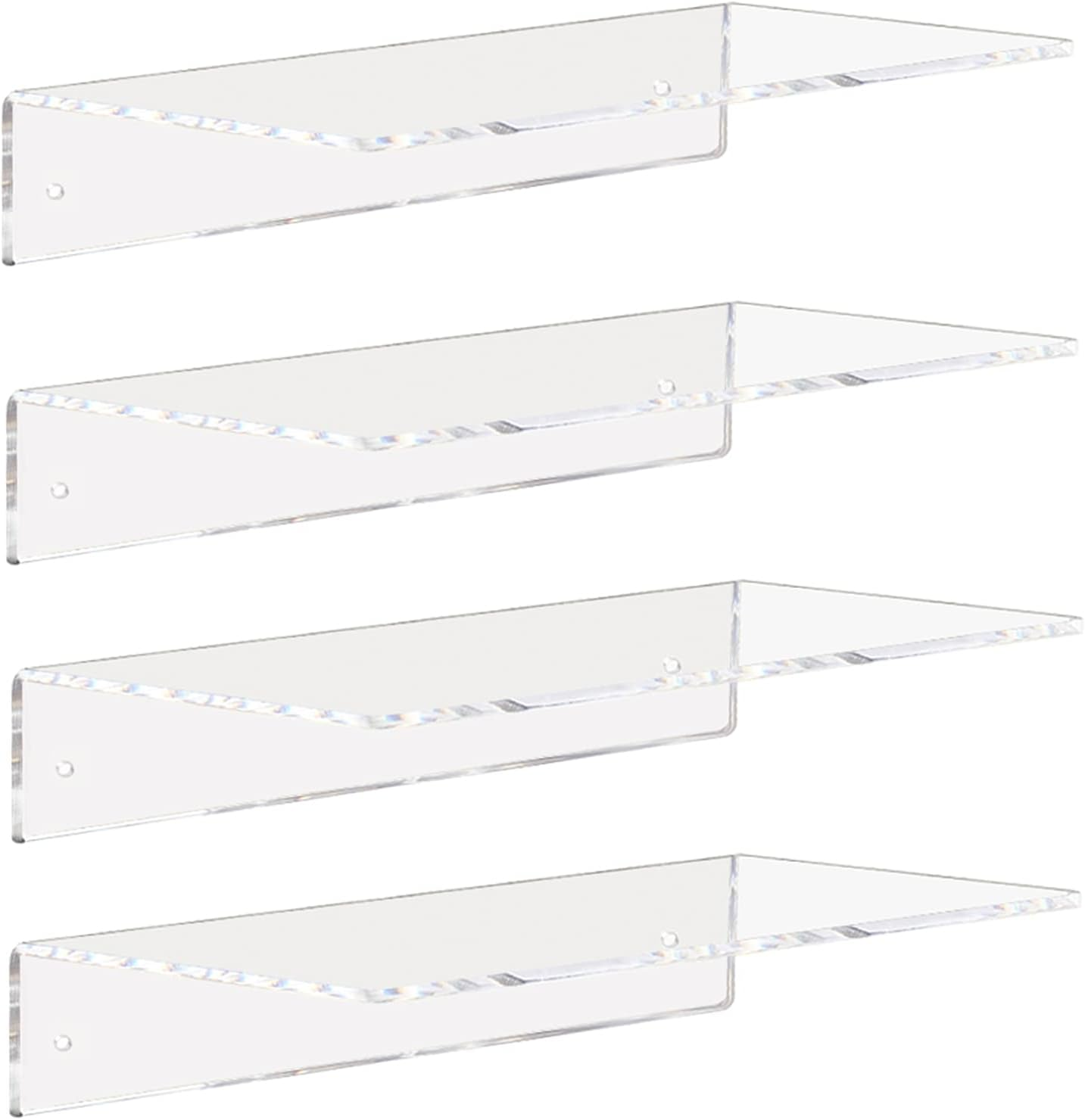 Clear Acrylic Shelves 12 Inch, Floating Wall Mounted Shelf for Bedroom