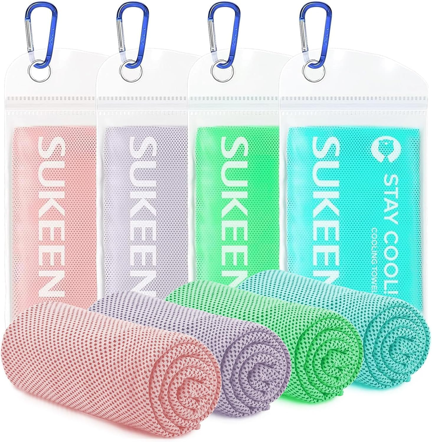 4 Pack Cooling Towel (40''X12'') Sweat,Quick-Drying Neck Cooling Wraps