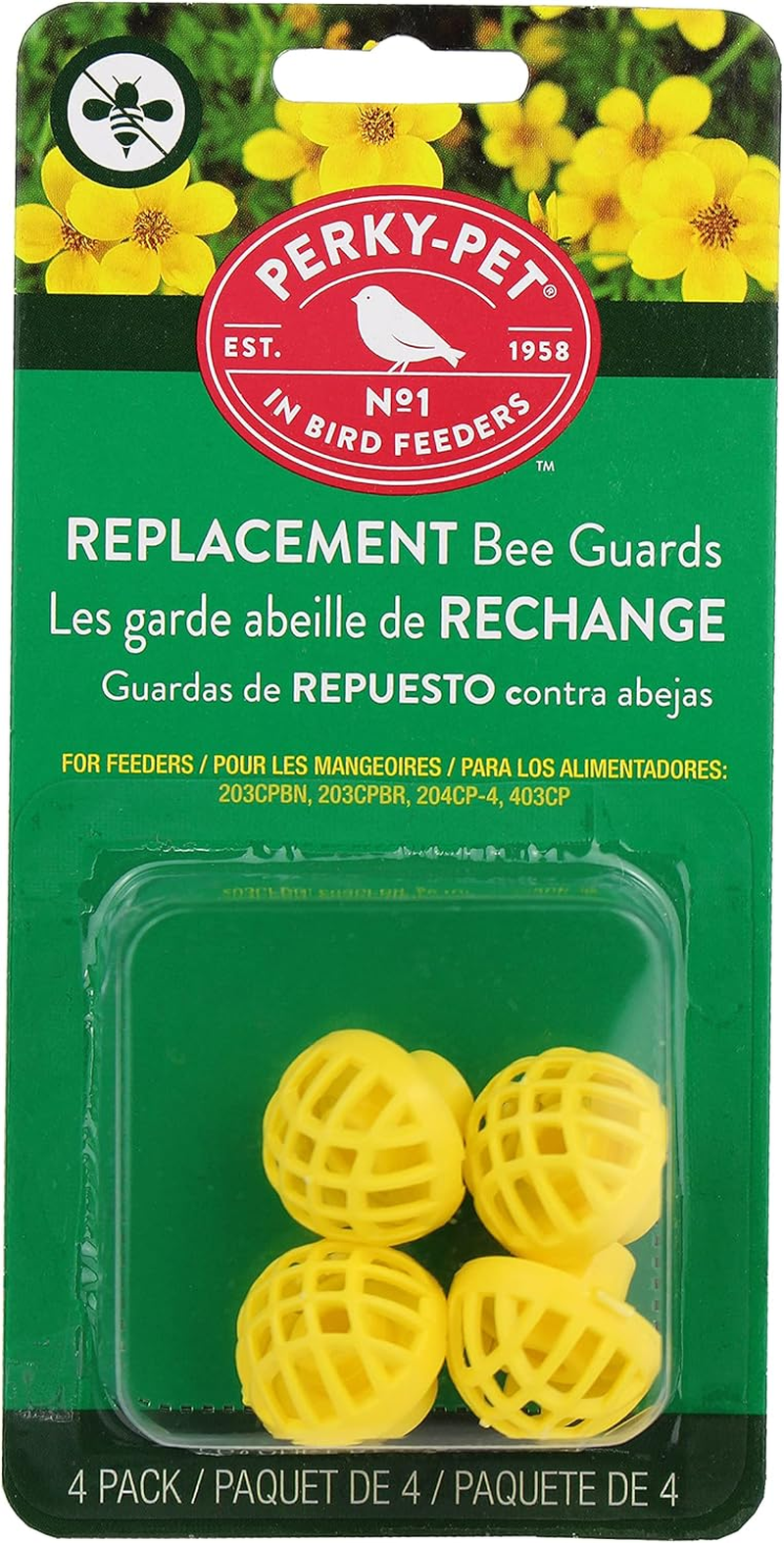 Replacement Bee Guards for Hummingbird Feeders - Keep Bees Out of Nectar - 205Y - Yellow Replacement Bee Guards - for Models 203CPBN, 203CPBR, 204CP-4, 403CP - 4 Pack