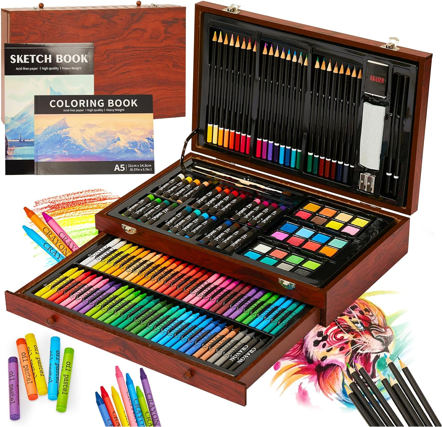 KINSPORY Art Set for Kids, 146 PCS Deluxe Painting Drawing Kit