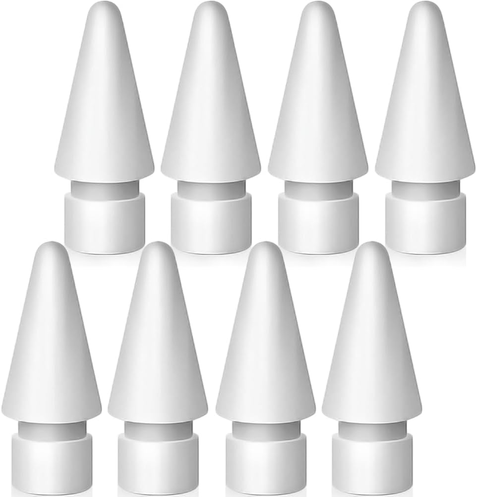 Replacement Tips Compatible with Apple Pencil 1st/2nd Gen, 8 Pack White Plastic Tablet Stylus Tips