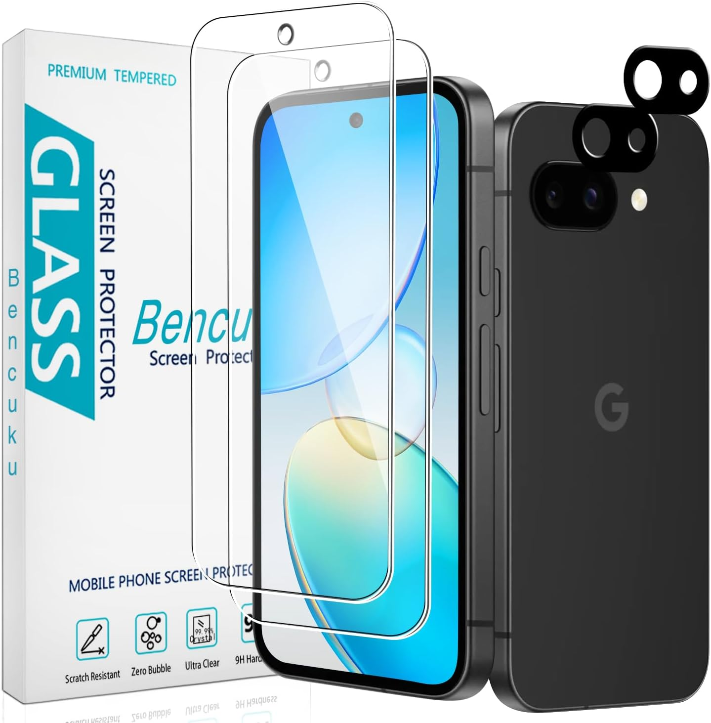 2+2 Pack Tempered Glass Screen Protector for Google Pixel 10A with Camera Lens Protector, anti Scratch, Bubble Free