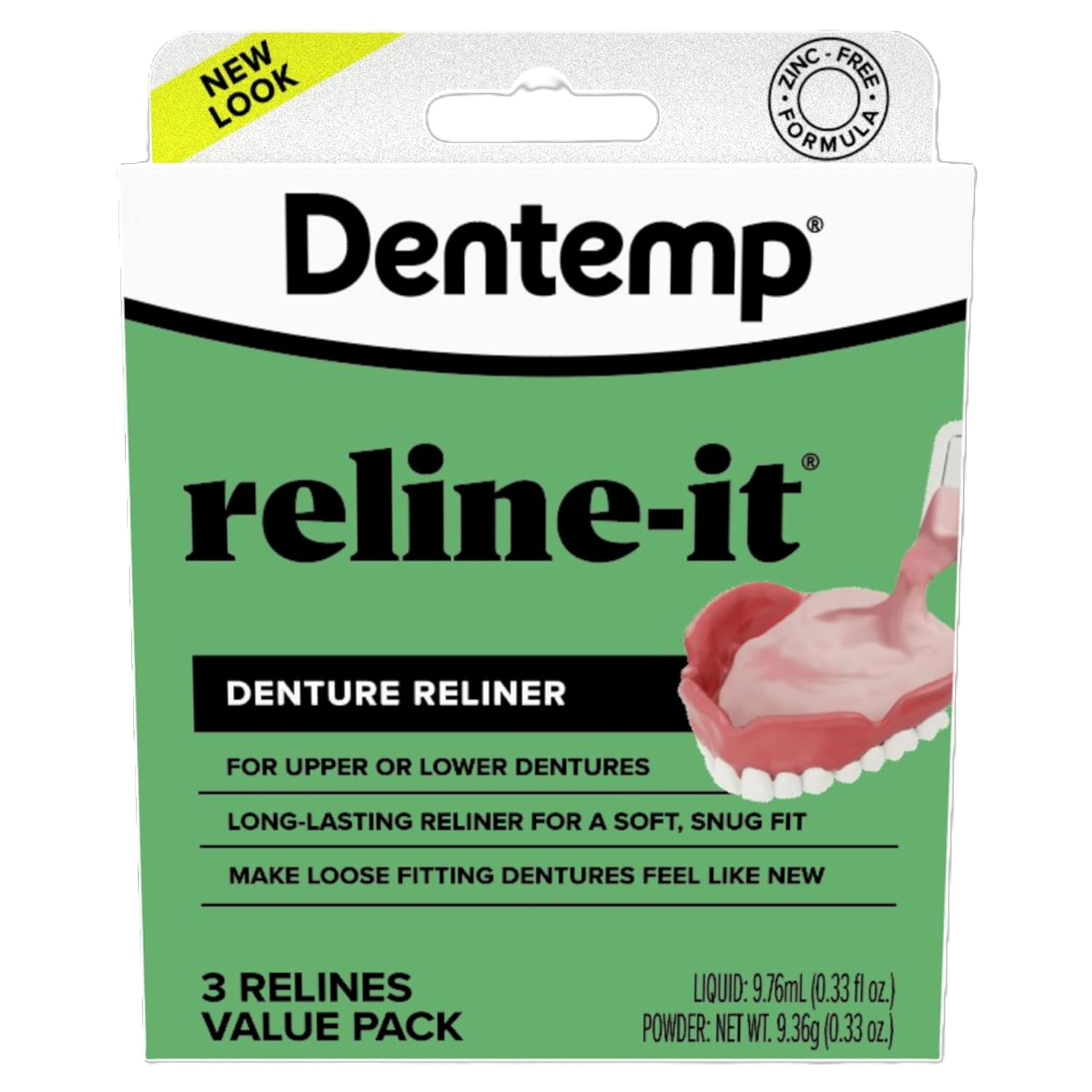 Denture Reline Kit Value Pack - Advanced Formula Reline It Denture Reliner - Denture Kit to Refit and Tighten Dentures for Both Upper & Lower Denture - 3 Relines (Packaging May Vary)