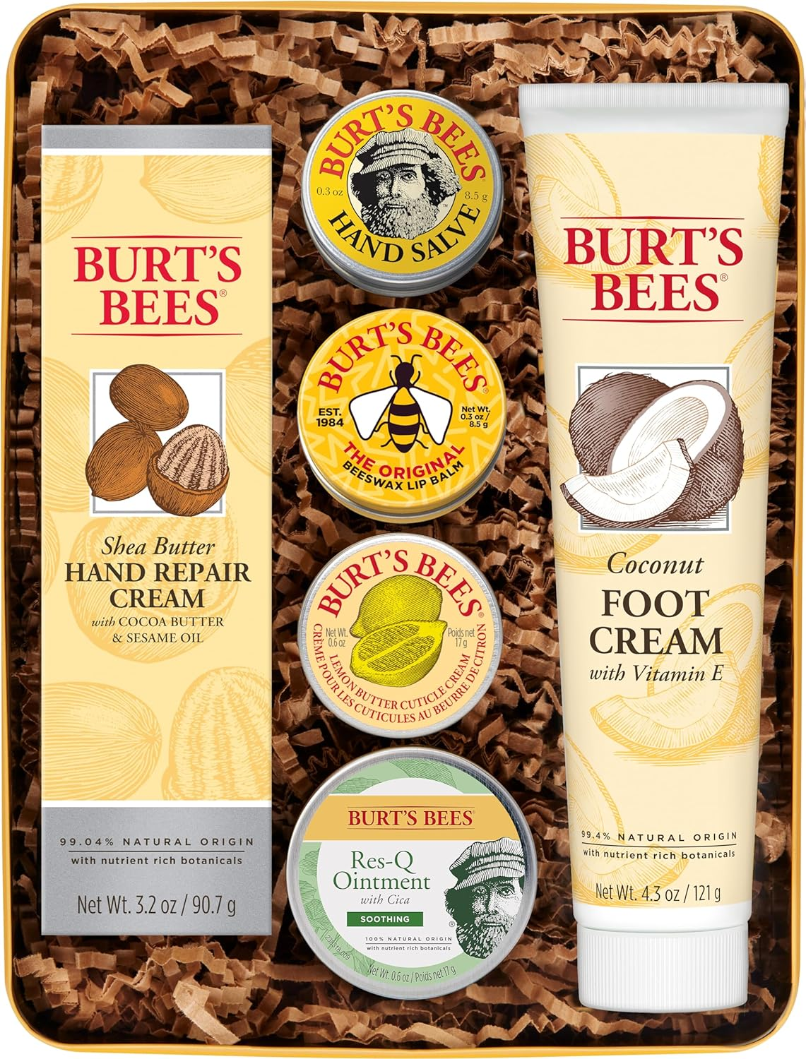 Burt'S Bees Gifts Ideas - Classics Set, 6 Products in Giftable Tin – Cuticle Cream, Hand Salve, Lip Balm, Res-Q Ointment, Hand Repair and Foot Cream