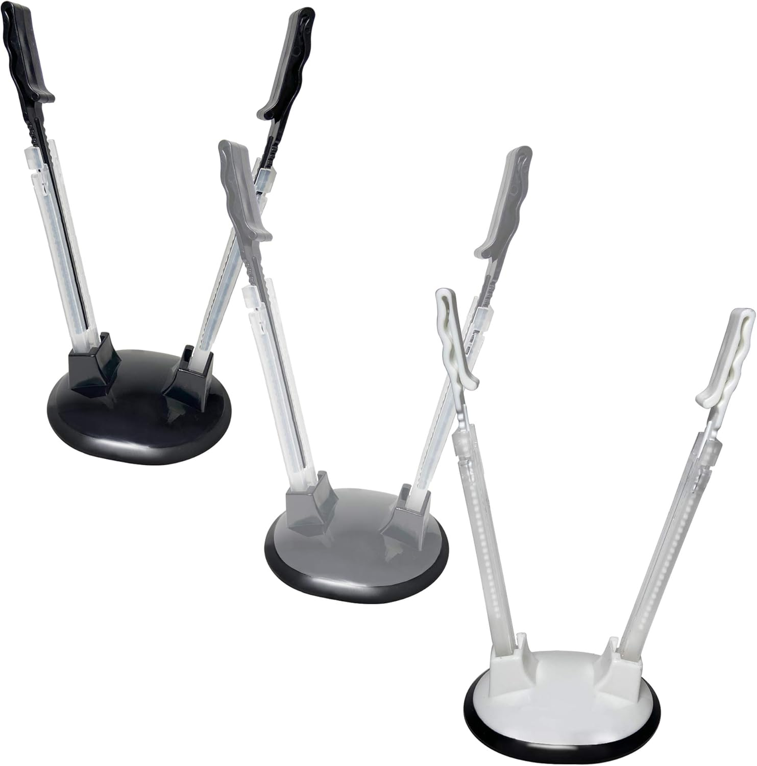 3 Pack Baggy Rack Holders for Meal Prep Bags, Adjustable Food Prep Baggie Holder Stand, Hands Free Plastic & Freezer Bag Holder Stand for Filling, Compatible with Ziplock Bag Storage, Black White Gray