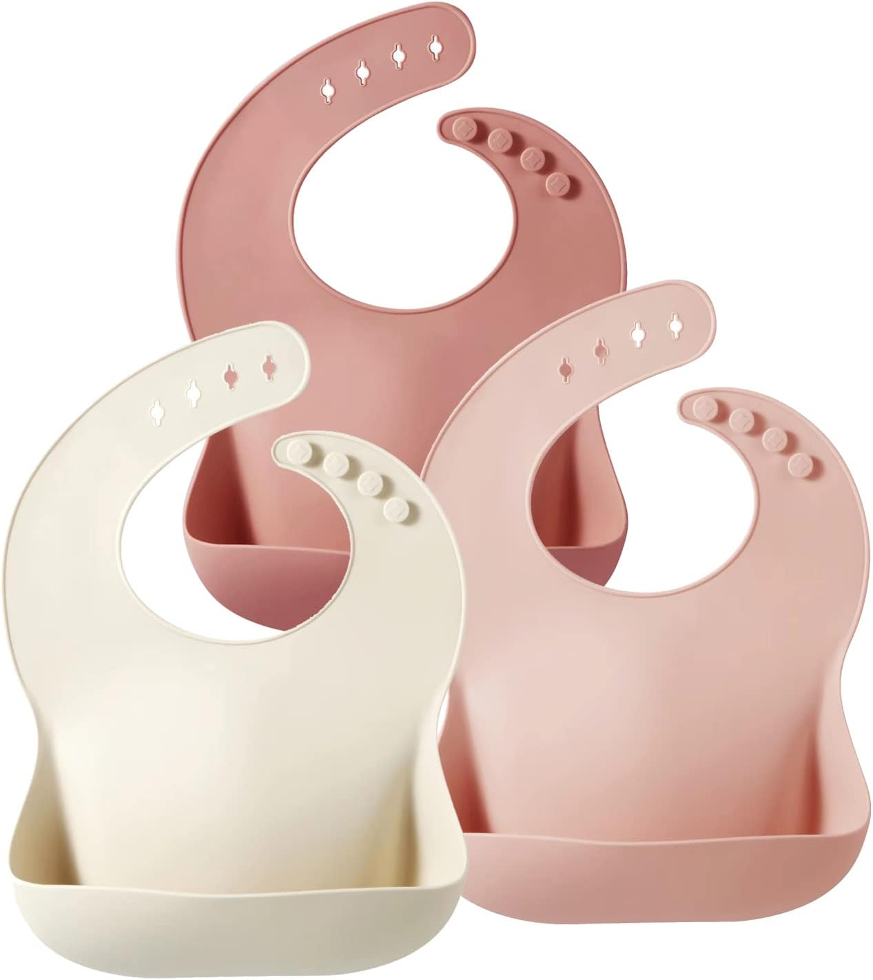 BABEROS SILICONA BEBE NIÑAS IMPERMEABLES AJUSTABLES SIN BPA BOLSILLO GRANDE