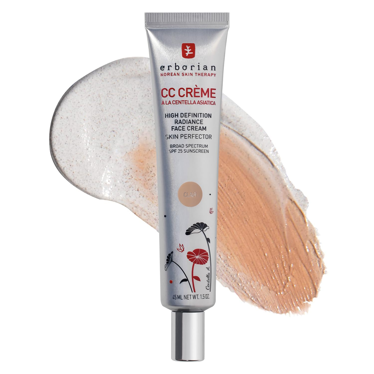Erborian CC Cream, Color-Correct, Evens Tone, Korean Skincare Makeup Hybrid | Moisturizing, lightweight, skin blurring for natural radiant luminous finish, hydrating, buildable, everyday wear