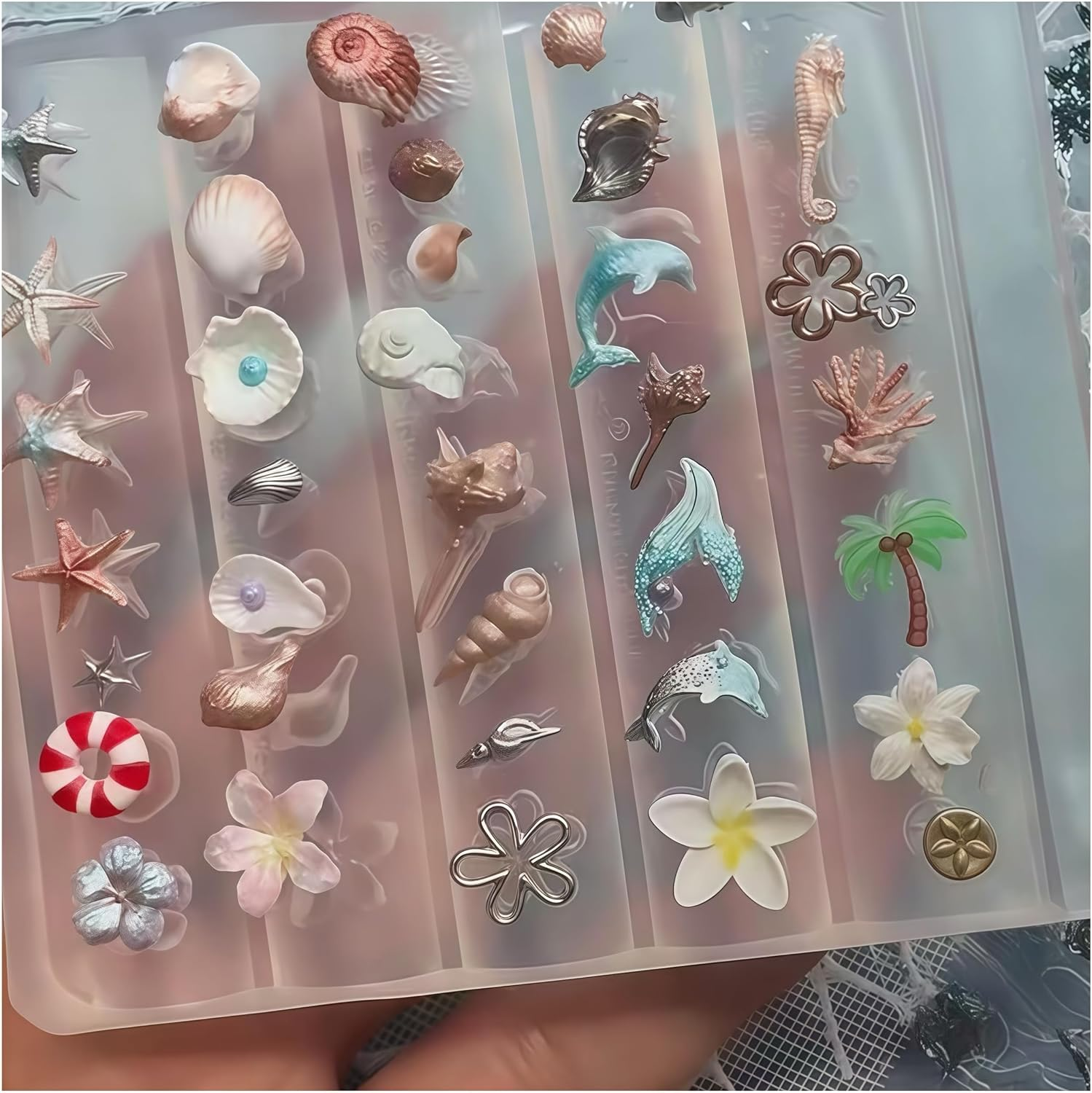 3D Sea Shell Nail Mold Silicone Nail Tools Summer Beach Ocean Nail Charms Resin